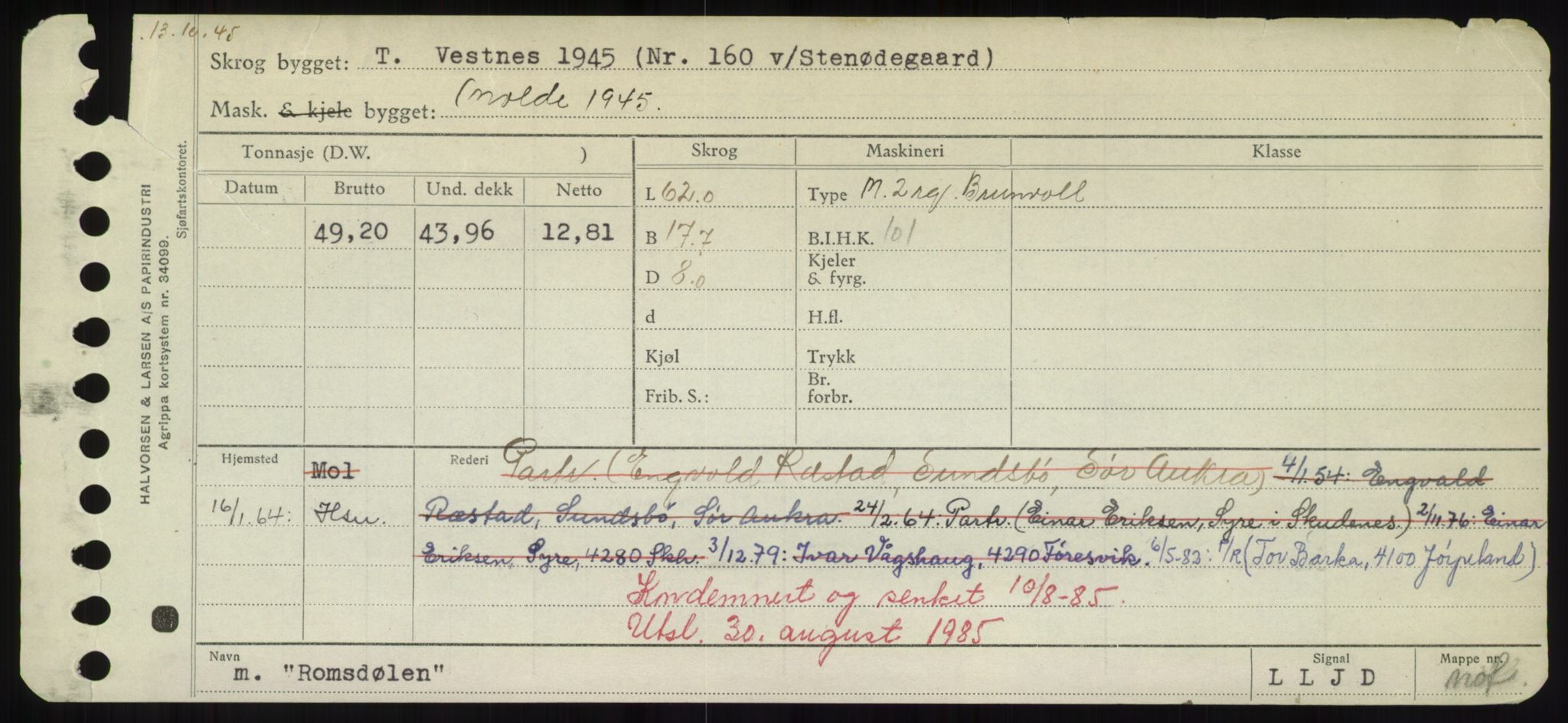 Sjøfartsdirektoratet med forløpere, Skipsmålingen, RA/S-1627/H/Hd/L0031: Fartøy, Rju-Sam, p. 103