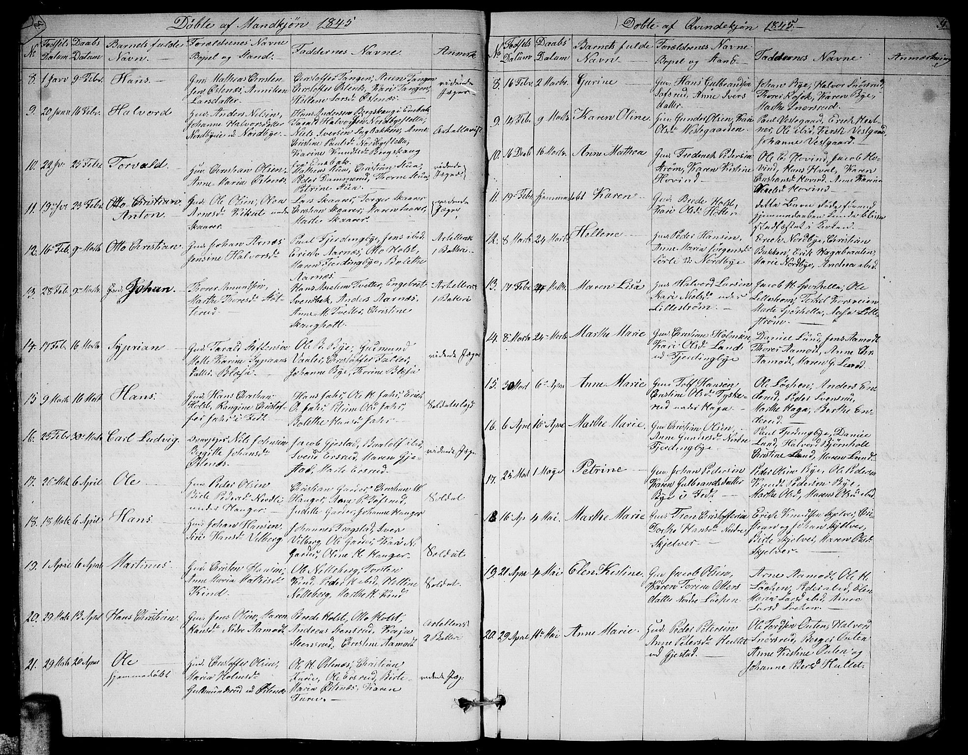 Fet prestekontor Kirkebøker, AV/SAO-A-10370a/G/Ga/L0002: Parish register (copy) no. I 2, 1843-1859, p. 9