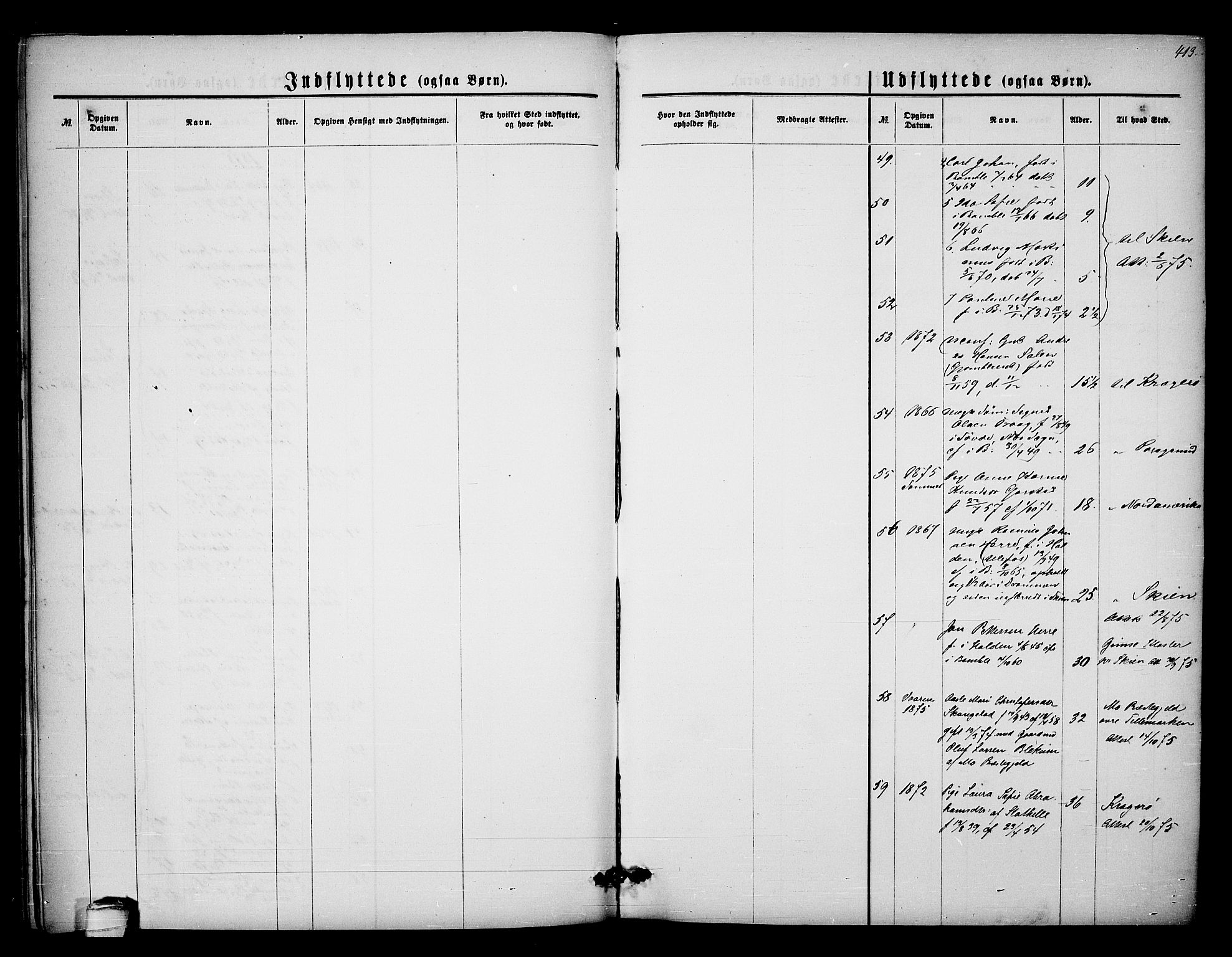 Bamble kirkebøker, SAKO/A-253/G/Ga/L0006: Parish register (copy) no. I 6, 1860-1876, p. 413