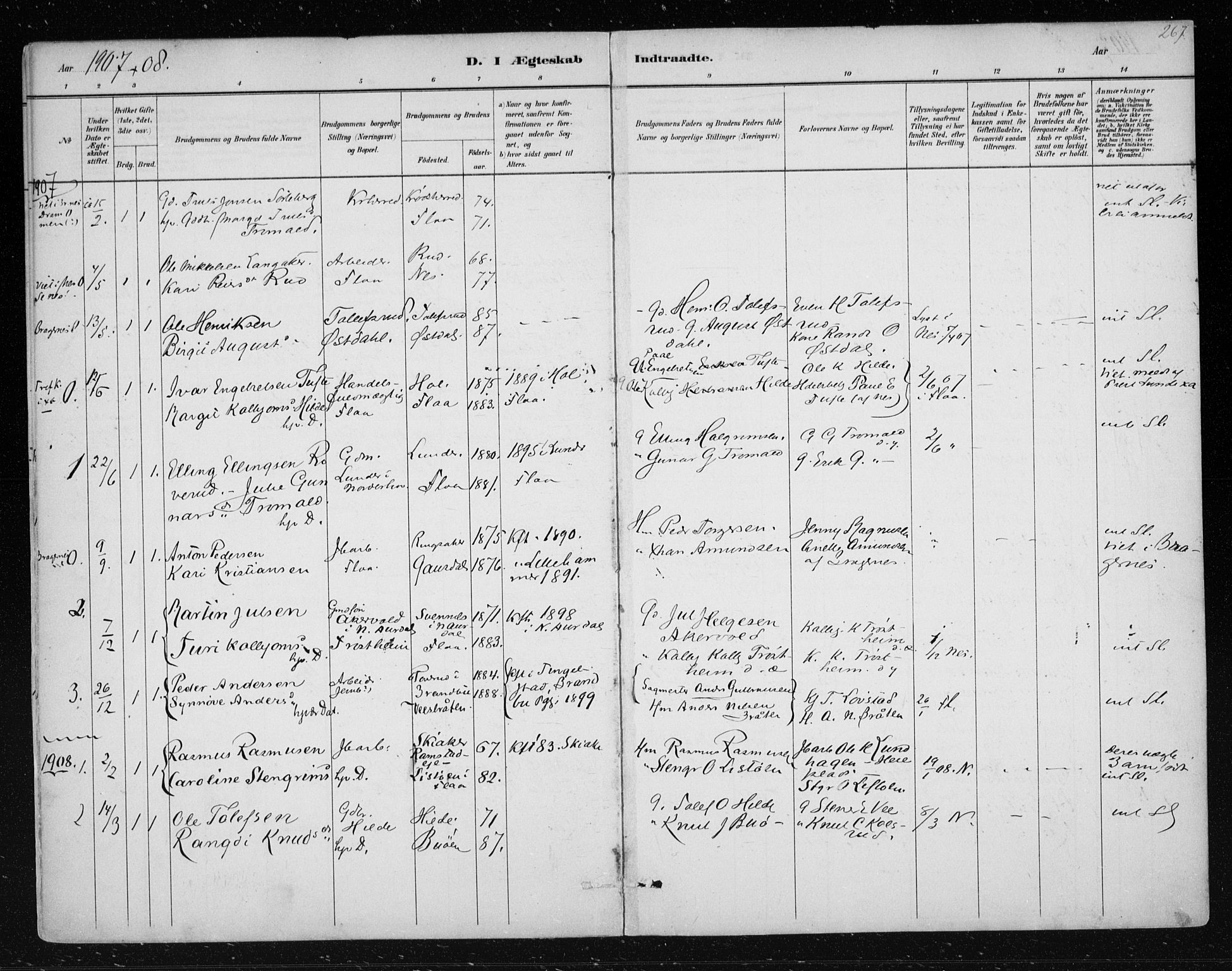 Nes kirkebøker, AV/SAKO-A-236/F/Fa/L0012: Parish register (official) no. 12, 1881-1917, p. 267