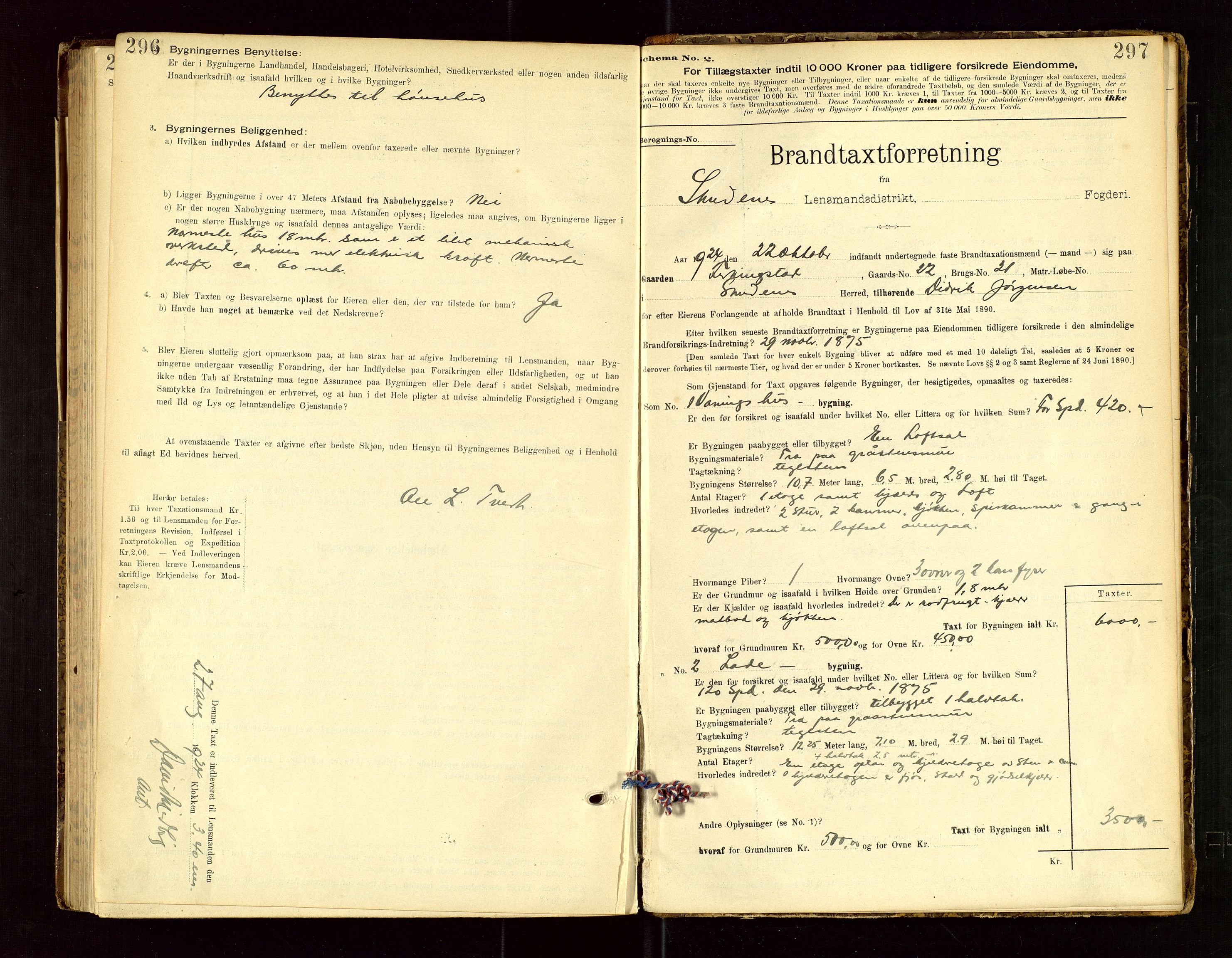 Skudenes lensmannskontor, SAST/A-100444/Gob/L0001: "Brandtaxationsprotokoll", 1895-1924, p. 296-297