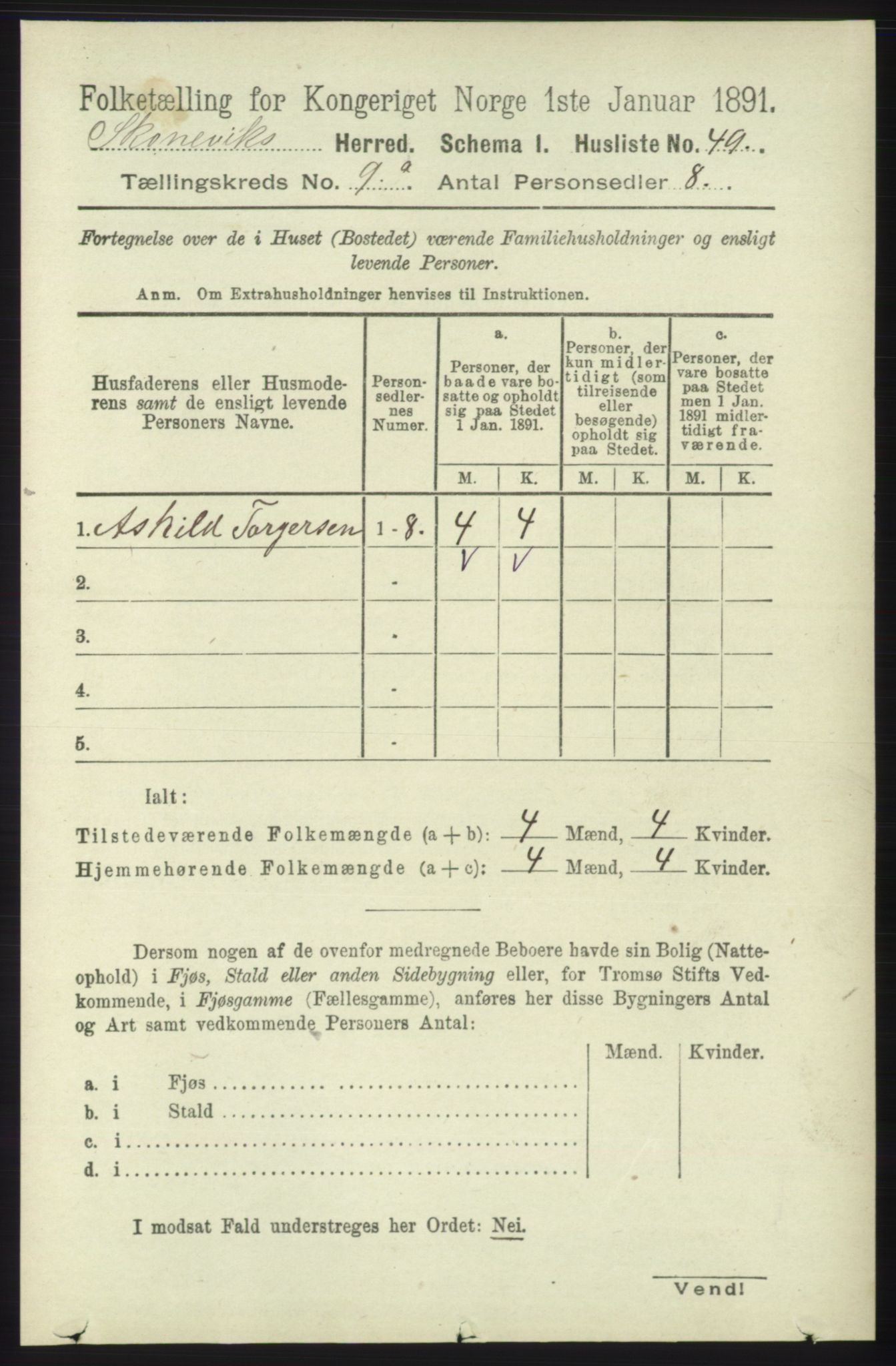 RA, 1891 census for 1212 Skånevik, 1891, p. 2538