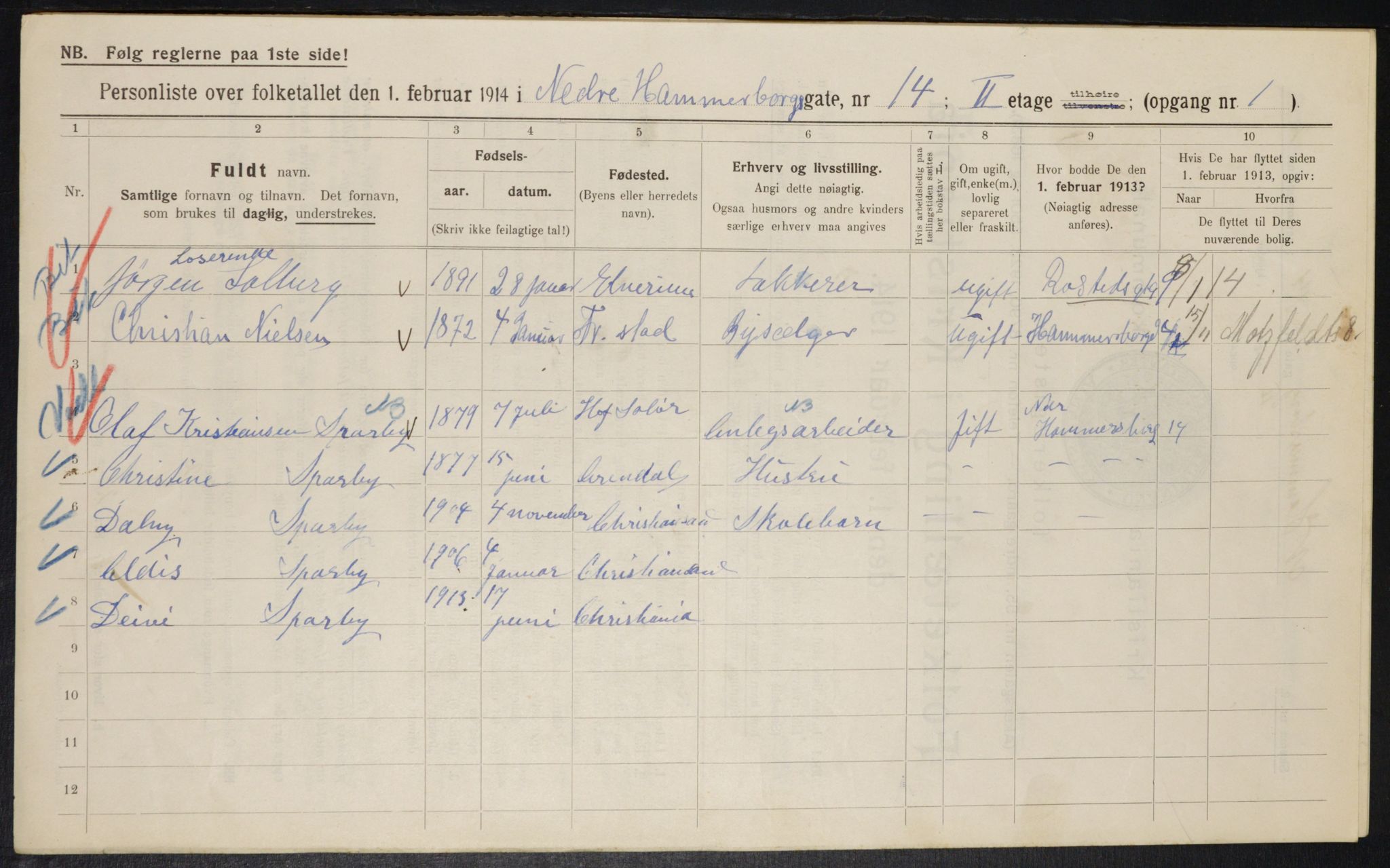OBA, Municipal Census 1914 for Kristiania, 1914, p. 69446