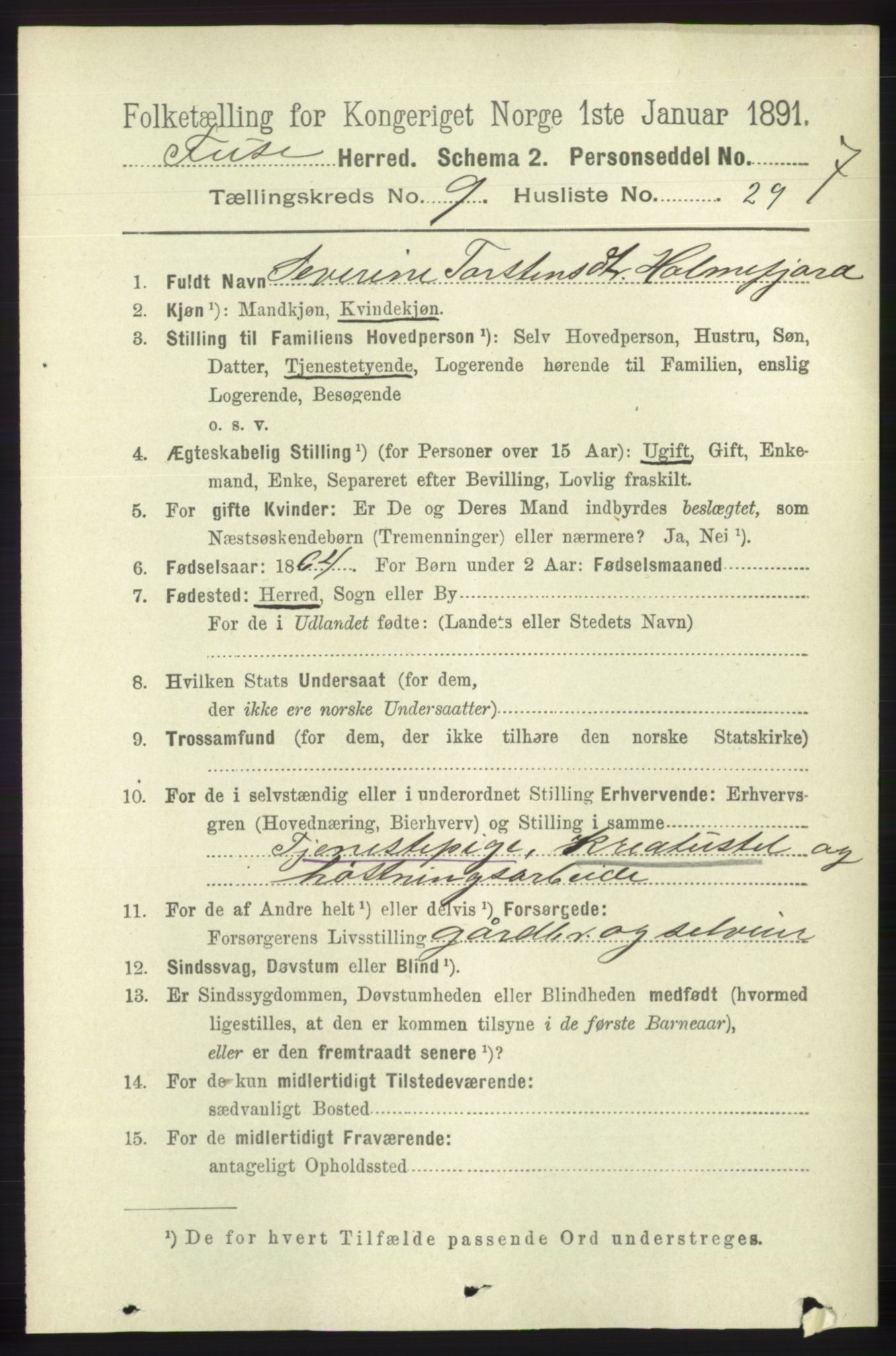 RA, 1891 census for 1241 Fusa, 1891, p. 1883