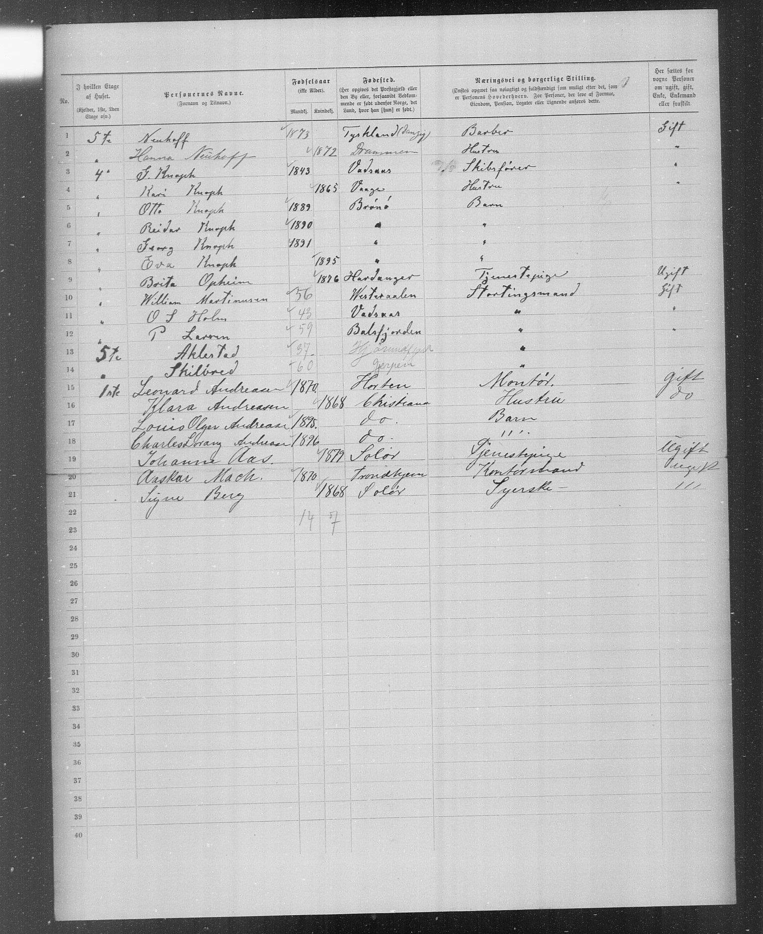 OBA, Municipal Census 1899 for Kristiania, 1899, p. 5149