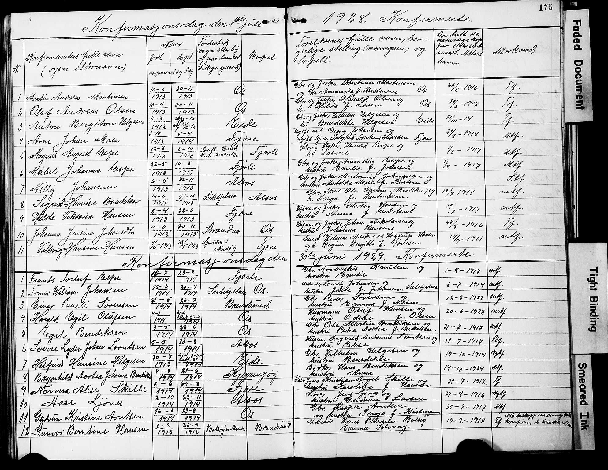 Ministerialprotokoller, klokkerbøker og fødselsregistre - Nordland, SAT/A-1459/803/L0077: Parish register (copy) no. 803C04, 1897-1930, p. 175