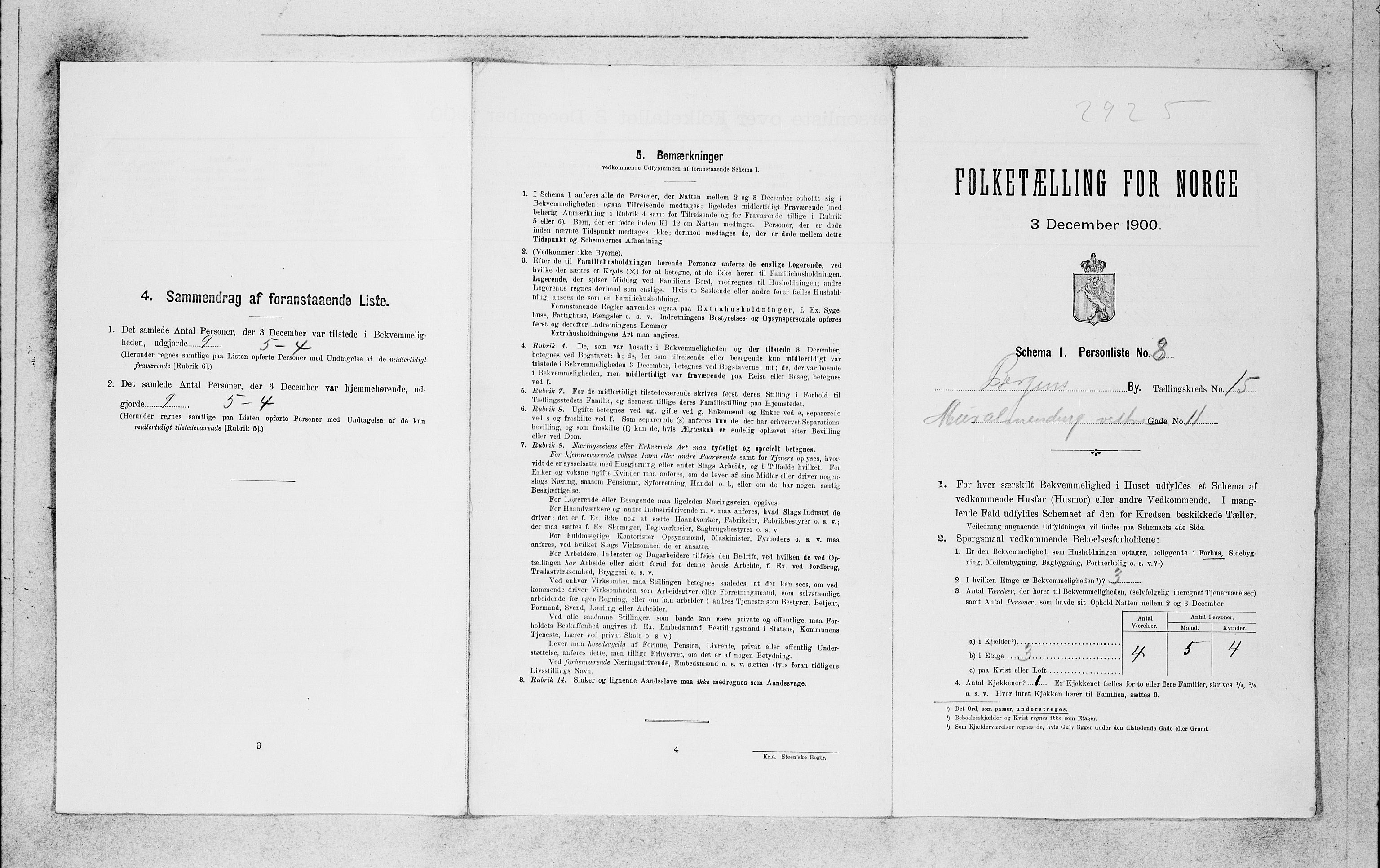 SAB, 1900 census for Bergen, 1900, p. 2928