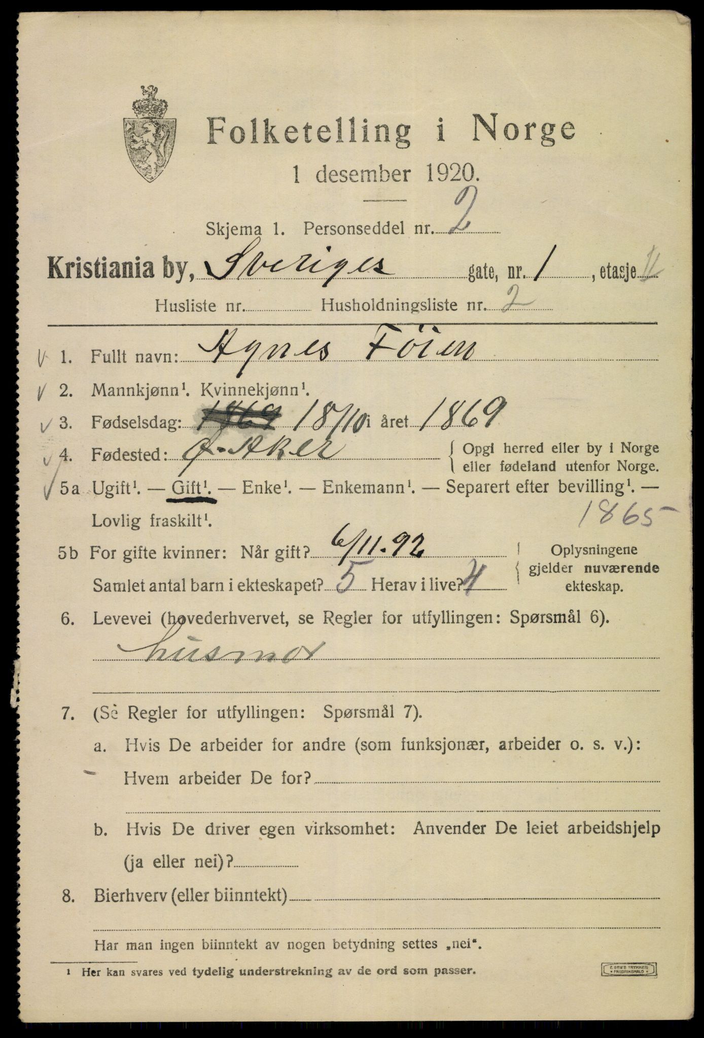 SAO, 1920 census for Kristiania, 1920, p. 558971