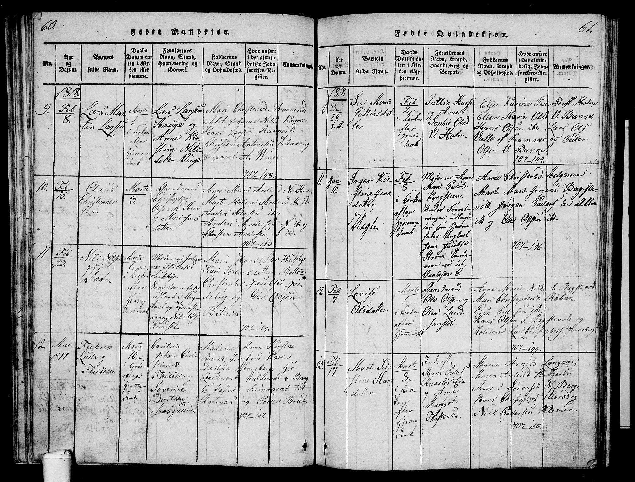 Våle kirkebøker, AV/SAKO-A-334/G/Ga/L0001: Parish register (copy) no. I 1, 1814-1824, p. 60-61