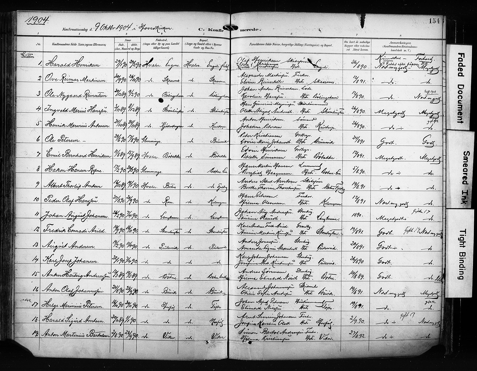 Hvaler prestekontor Kirkebøker, AV/SAO-A-2001/F/Fa/L0009: Parish register (official) no. I 9, 1895-1906, p. 154