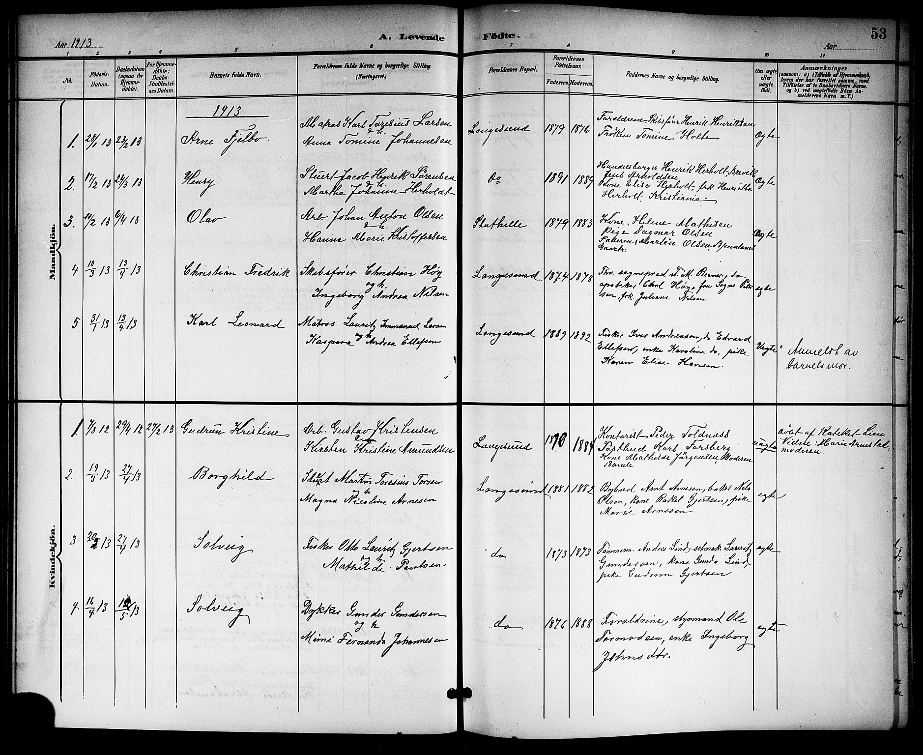 Langesund kirkebøker, SAKO/A-280/G/Ga/L0006: Parish register (copy) no. 6, 1899-1918, p. 53