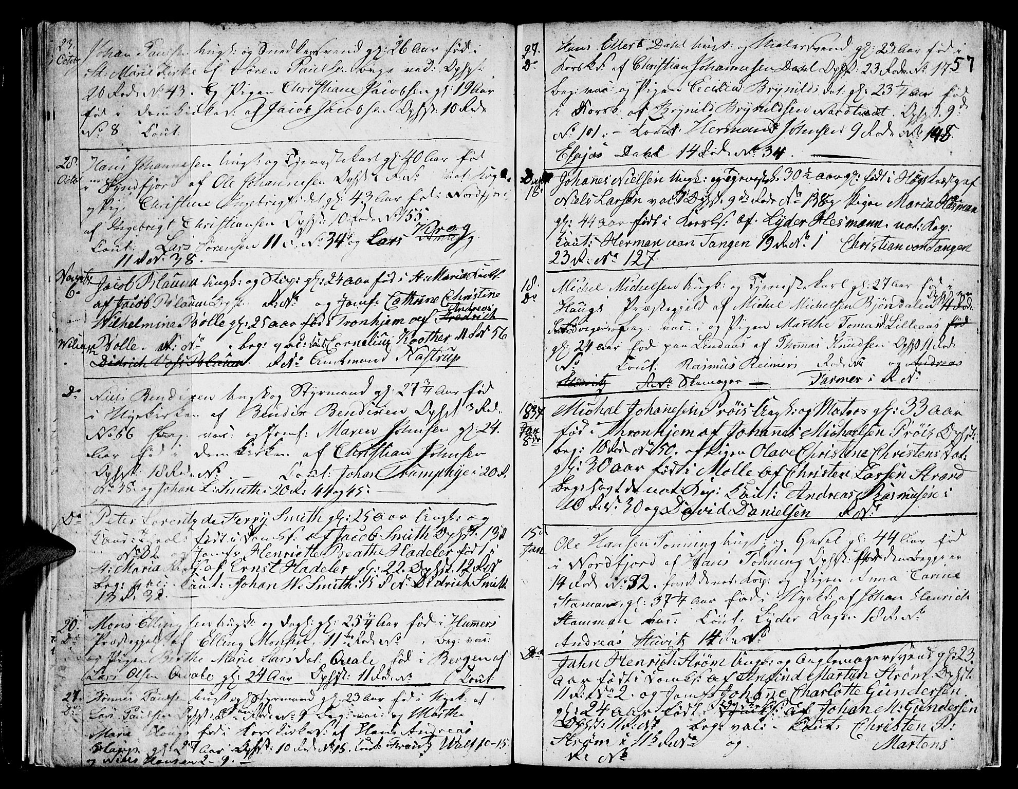 Domkirken sokneprestembete, AV/SAB-A-74801/H/Hab/L0003: Parish register (copy) no. A 3, 1820-1853, p. 57