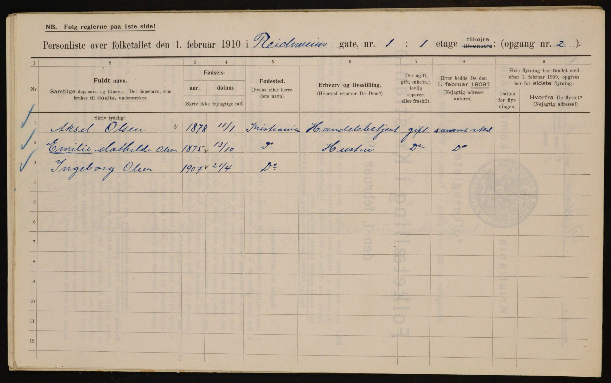 OBA, Municipal Census 1910 for Kristiania, 1910, p. 79020