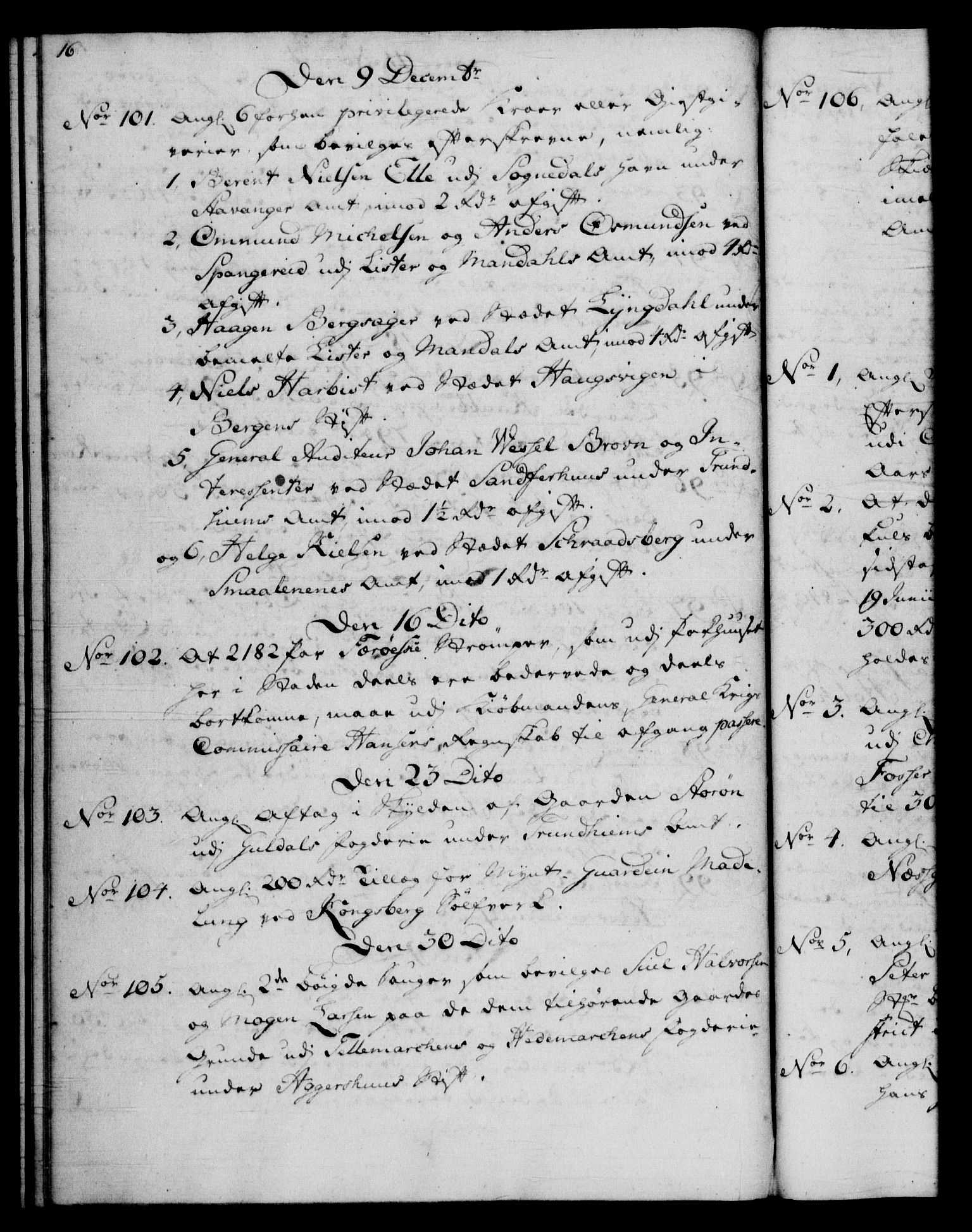 Rentekammeret, Kammerkanselliet, RA/EA-3111/G/Gf/Gfb/L0008: Register til norske relasjons- og resolusjonsprotokoller (merket RK 52.103), 1766-1771, p. 16