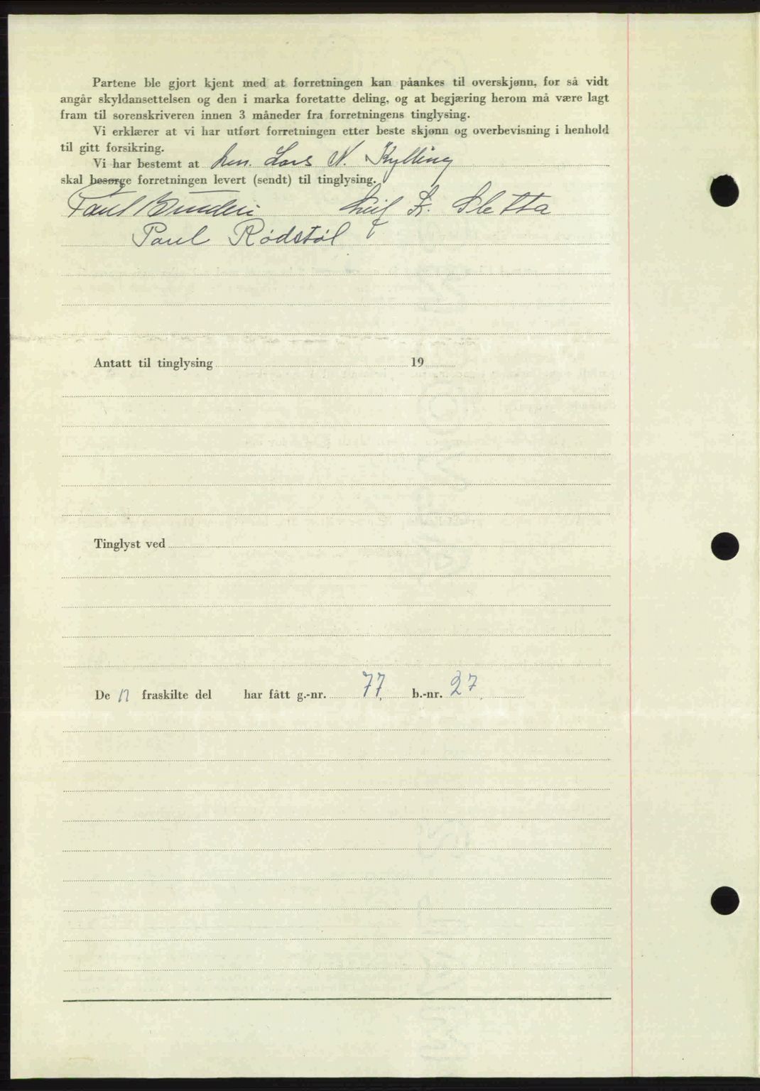 Romsdal sorenskriveri, AV/SAT-A-4149/1/2/2C: Mortgage book no. A30, 1949-1949, Diary no: : 2307/1949