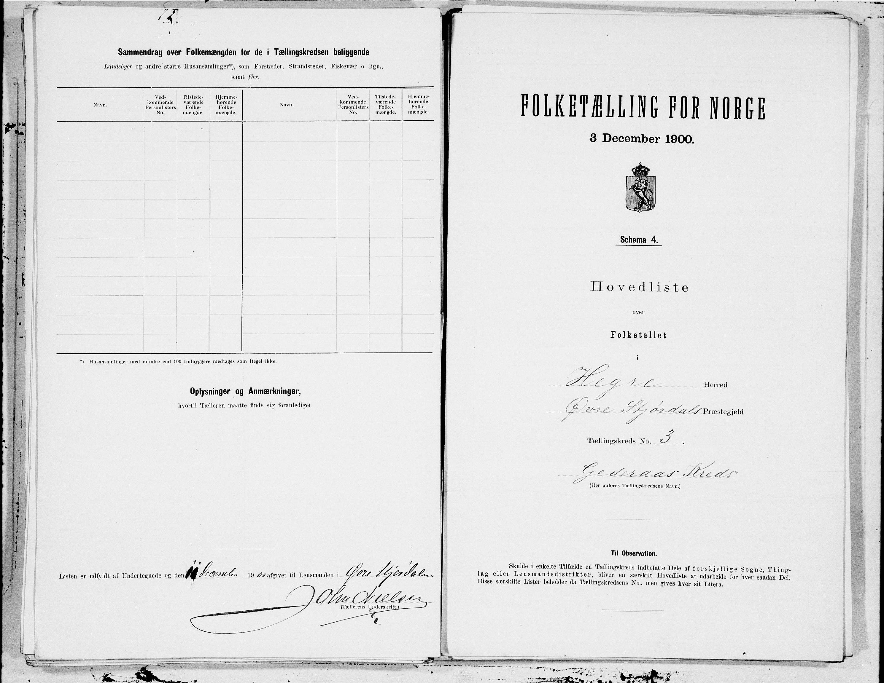 SAT, 1900 census for Hegra, 1900, p. 8