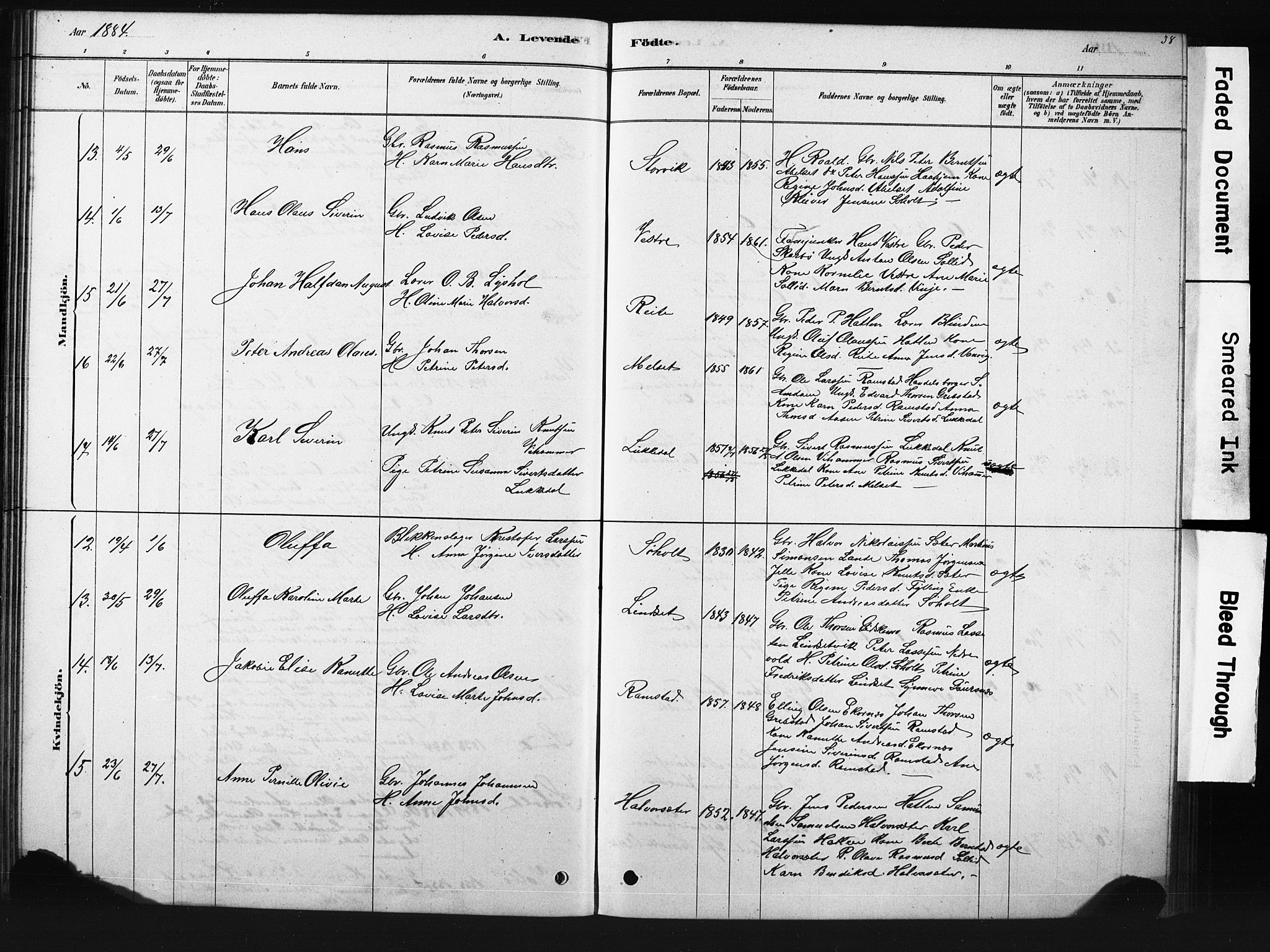 Ministerialprotokoller, klokkerbøker og fødselsregistre - Møre og Romsdal, AV/SAT-A-1454/522/L0326: Parish register (copy) no. 522C05, 1878-1890, p. 38