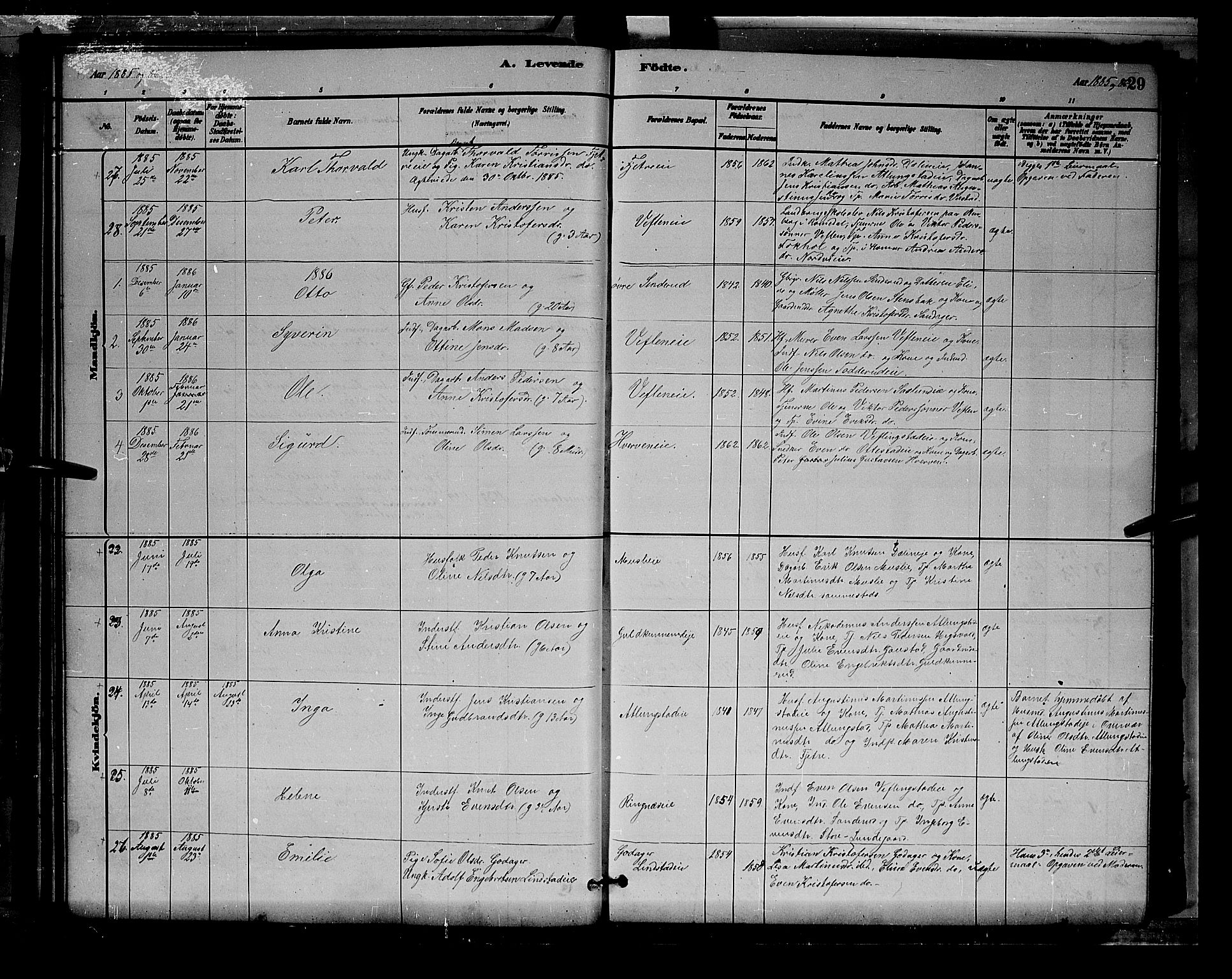 Stange prestekontor, SAH/PREST-002/L/L0007: Parish register (copy) no. 7, 1880-1893, p. 29