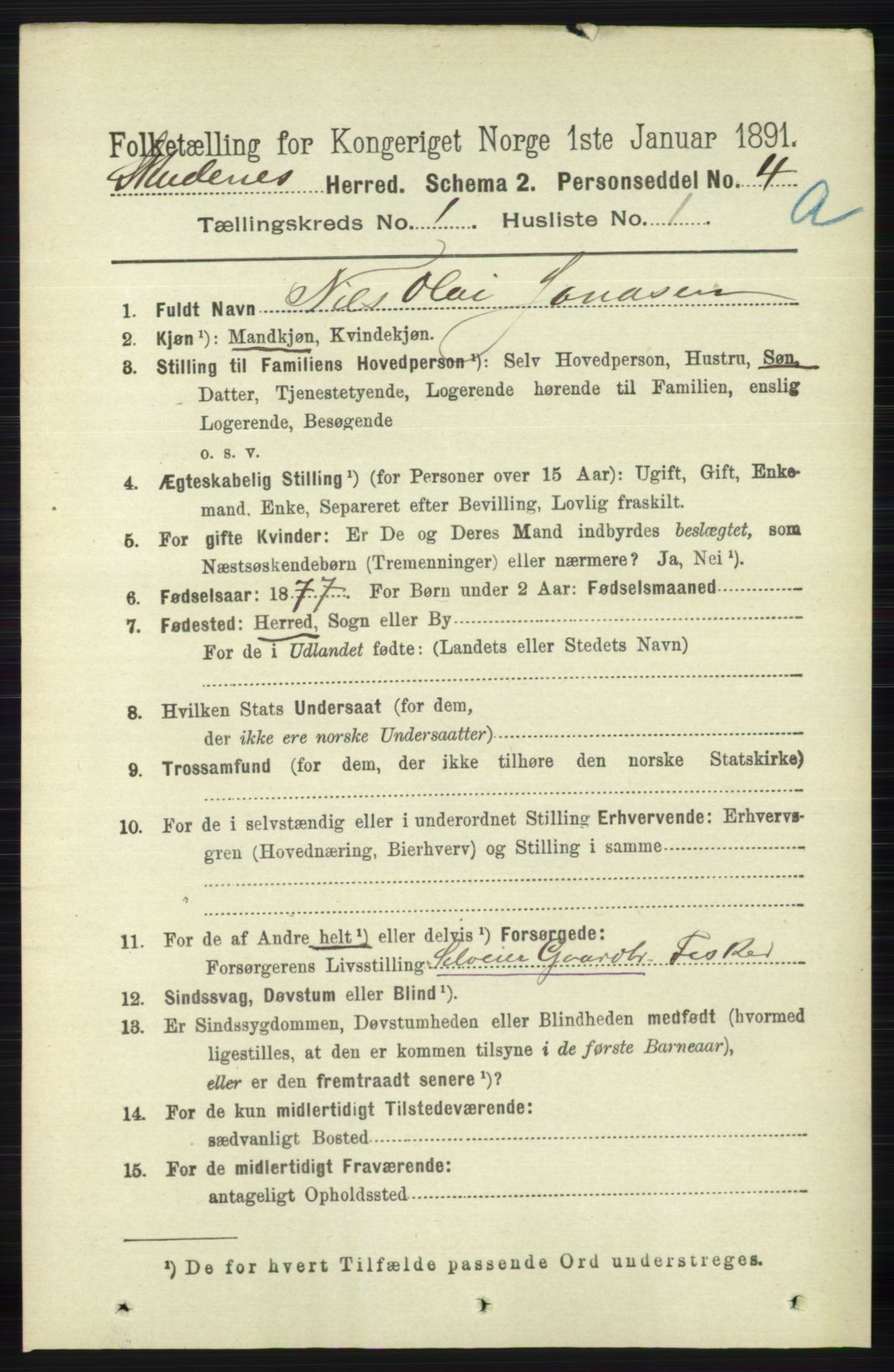 RA, 1891 census for 1150 Skudenes, 1891, p. 112