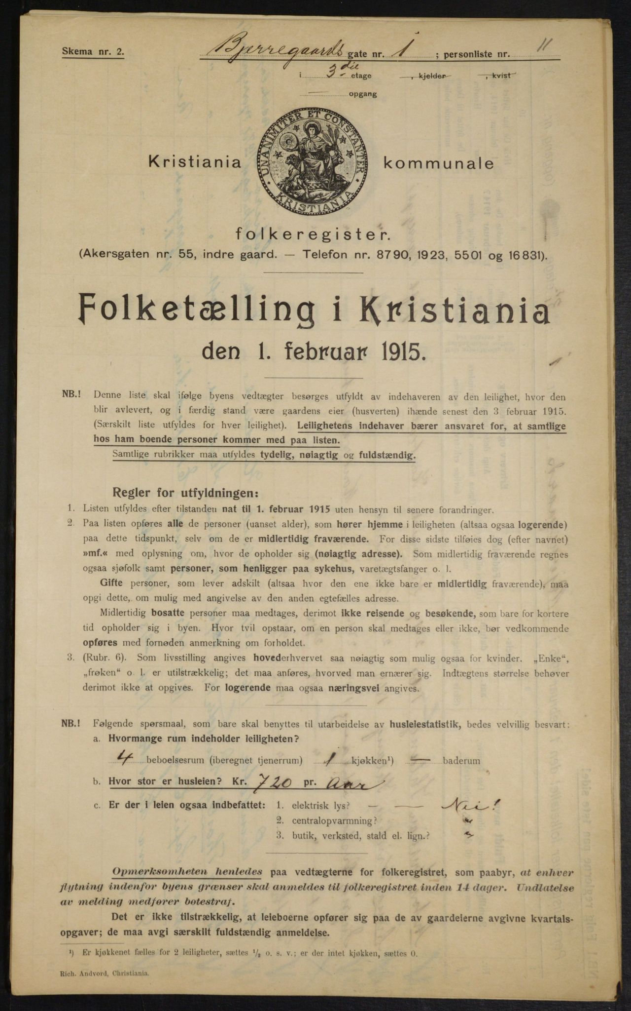 OBA, Municipal Census 1915 for Kristiania, 1915, p. 5506