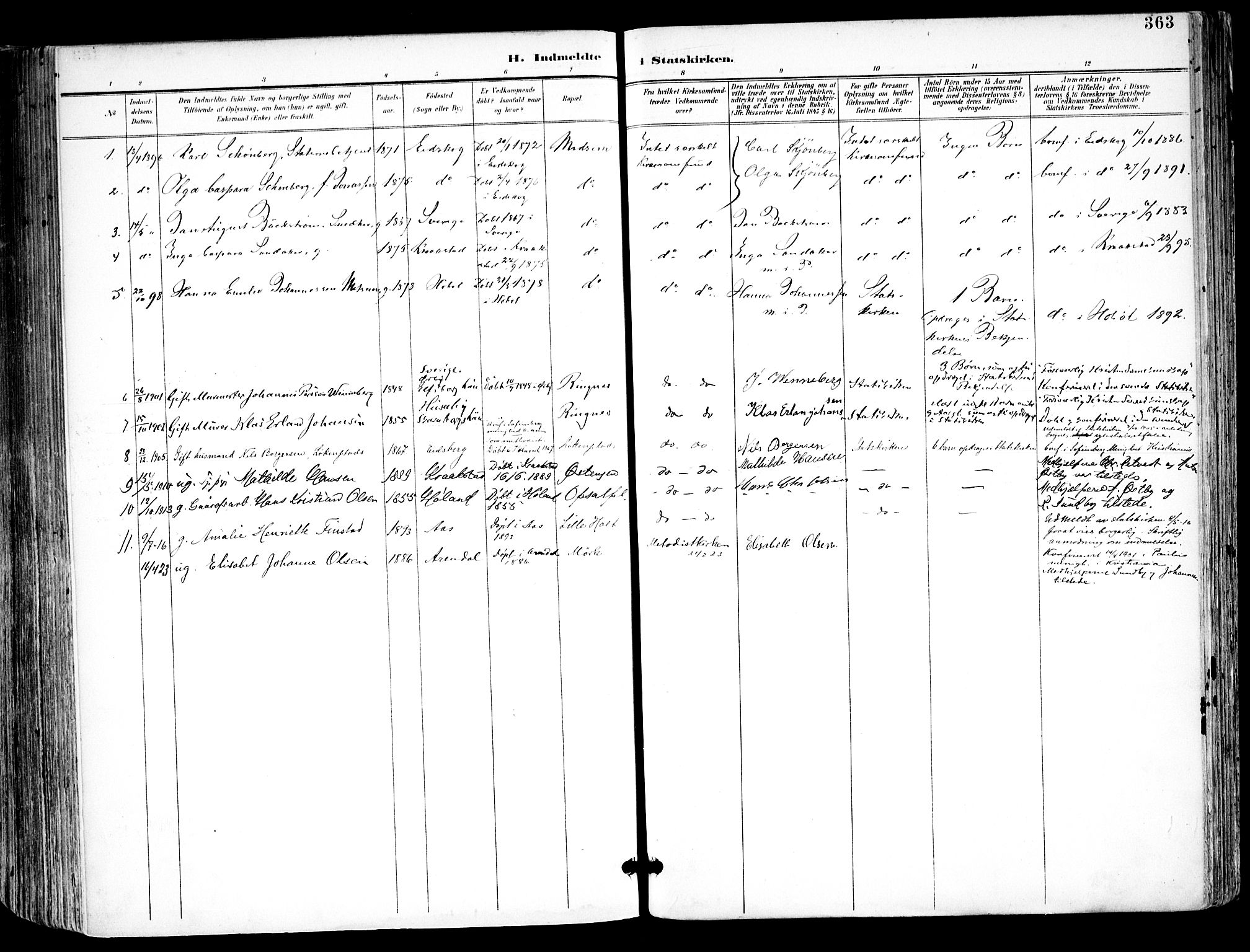 Kråkstad prestekontor Kirkebøker, SAO/A-10125a/F/Fa/L0010: Parish register (official) no. I 10, 1893-1931, p. 363