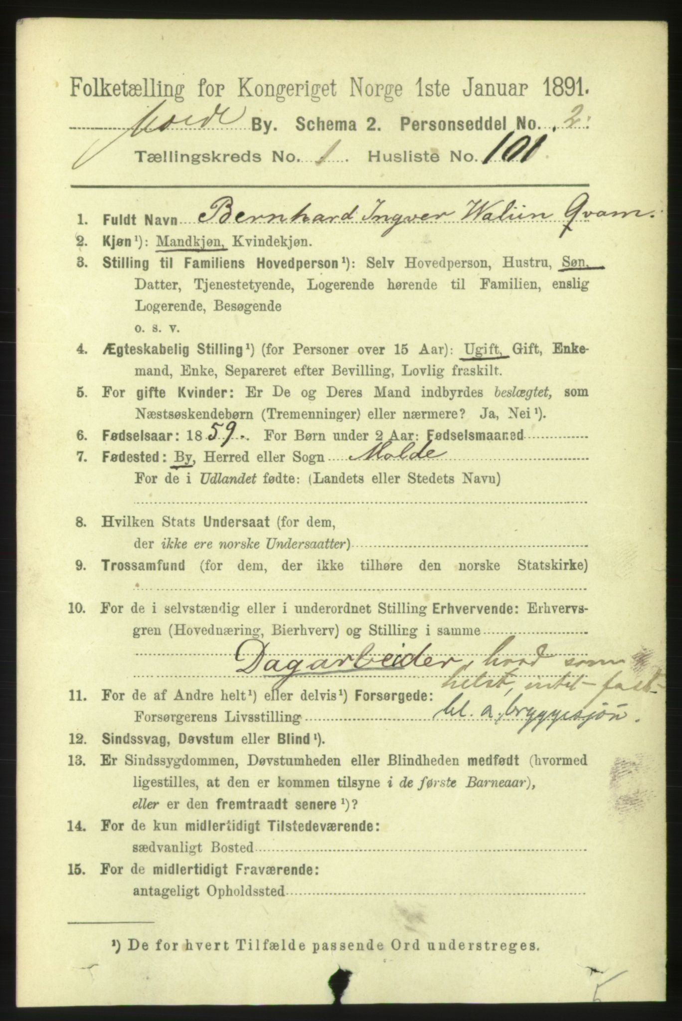 RA, 1891 census for 1502 Molde, 1891, p. 1151