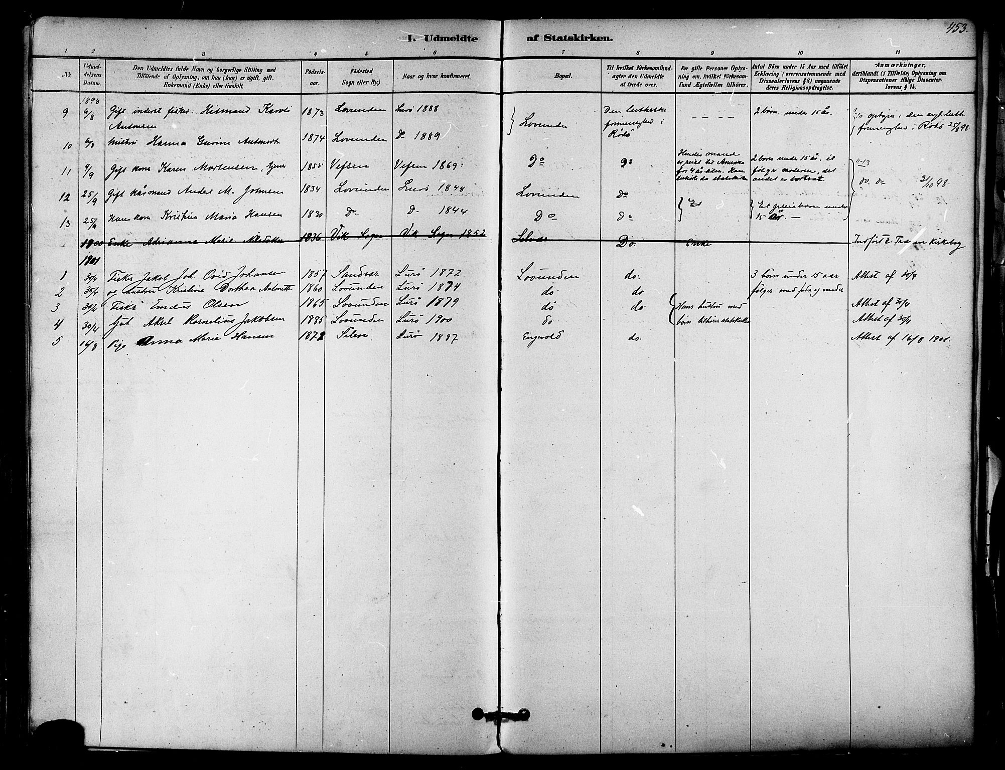 Ministerialprotokoller, klokkerbøker og fødselsregistre - Nordland, SAT/A-1459/839/L0568: Parish register (official) no. 839A05, 1880-1902, p. 453