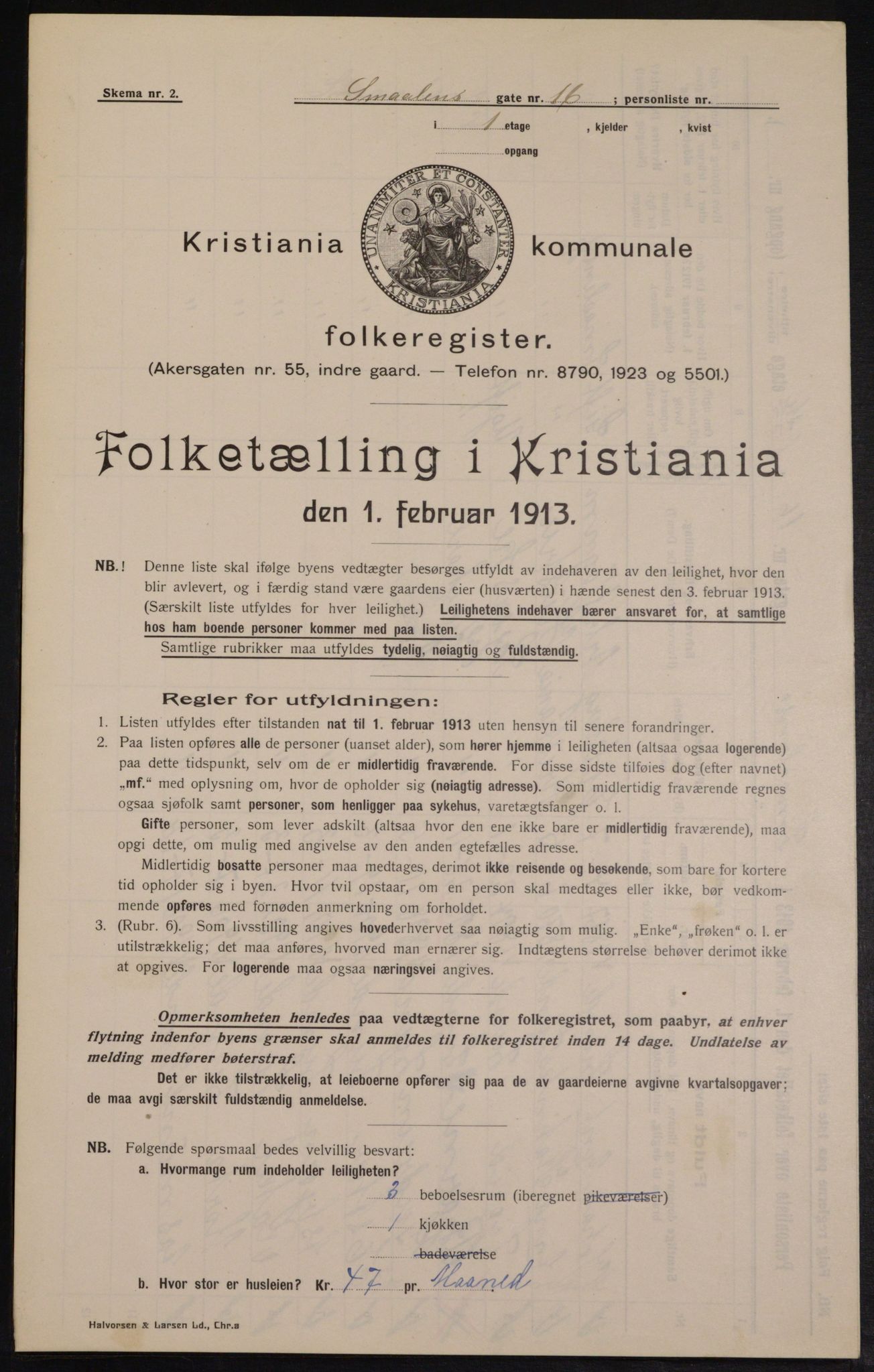 OBA, Municipal Census 1913 for Kristiania, 1913, p. 97943