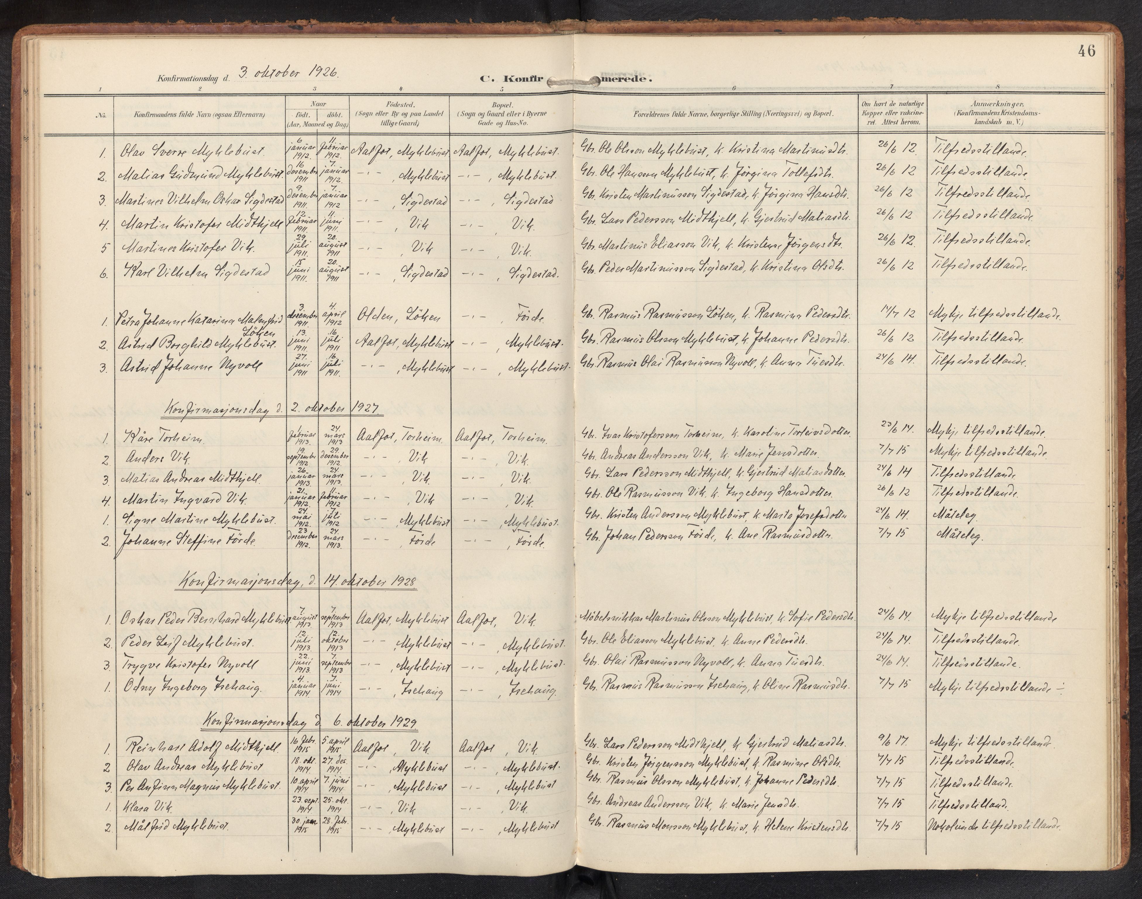 Davik sokneprestembete, SAB/A-79701/H/Haa/Haae/L0002: Parish register (official) no. E 2, 1901-1937, p. 45b-46a