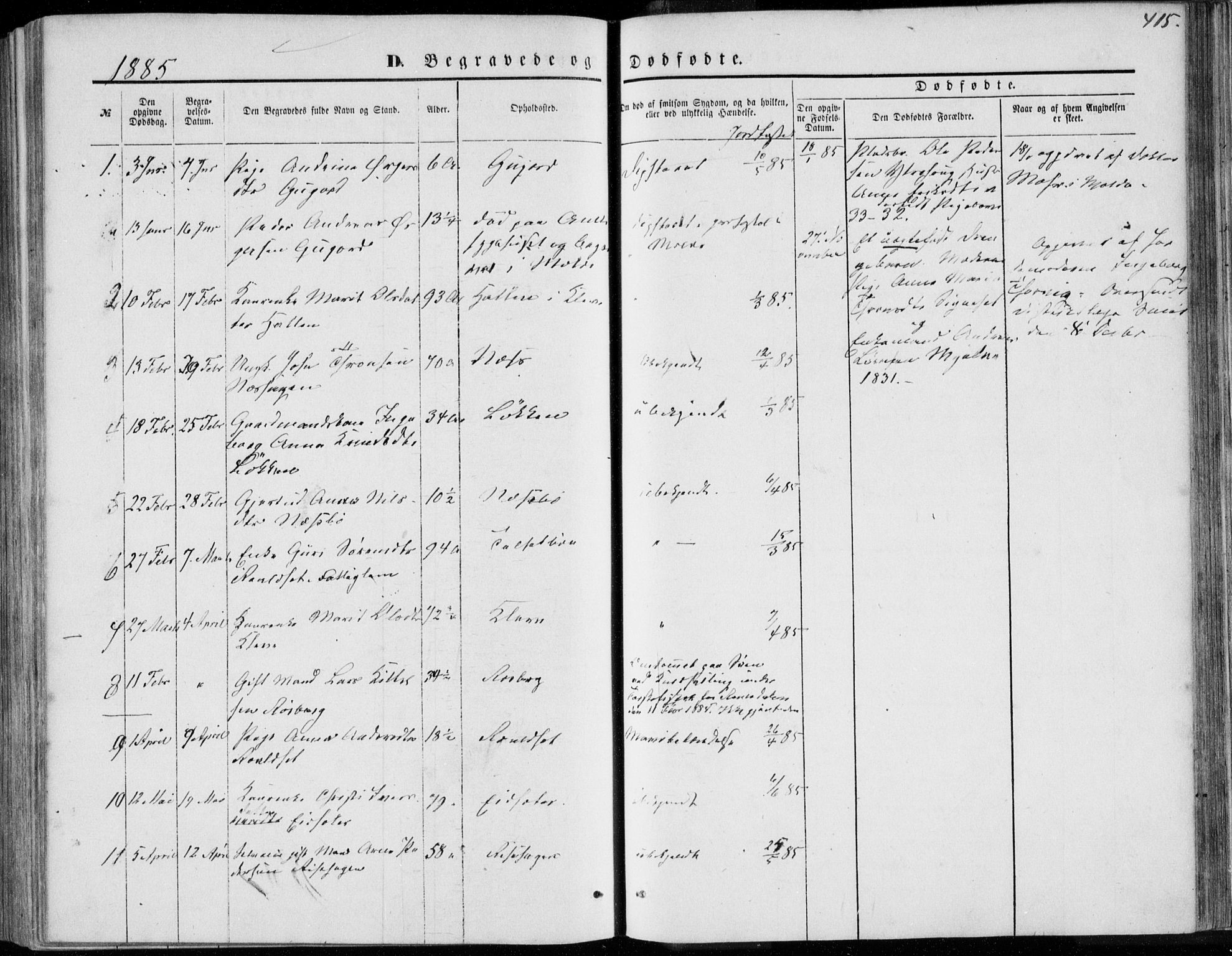 Ministerialprotokoller, klokkerbøker og fødselsregistre - Møre og Romsdal, SAT/A-1454/557/L0681: Parish register (official) no. 557A03, 1869-1886, p. 415