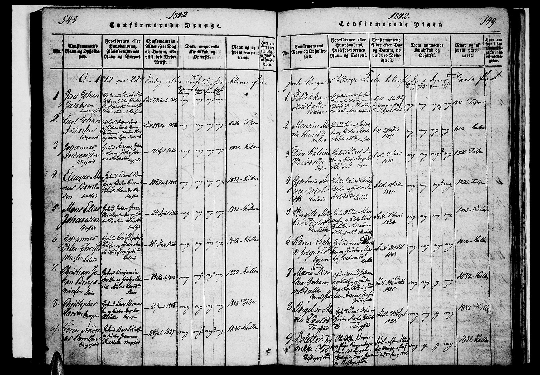 Ministerialprotokoller, klokkerbøker og fødselsregistre - Nordland, SAT/A-1459/880/L1130: Parish register (official) no. 880A04, 1821-1843, p. 548-549
