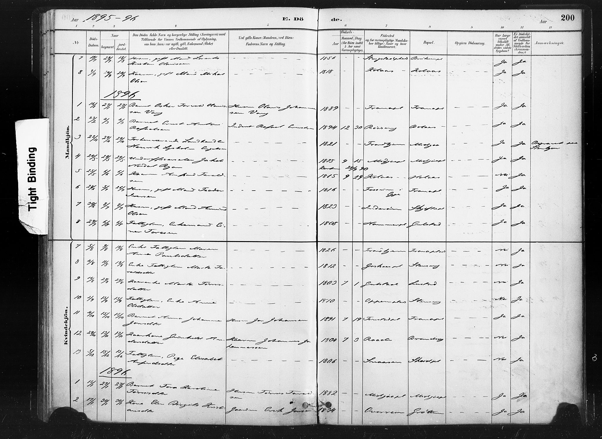 Ministerialprotokoller, klokkerbøker og fødselsregistre - Nord-Trøndelag, SAT/A-1458/736/L0361: Parish register (official) no. 736A01, 1884-1906, p. 200