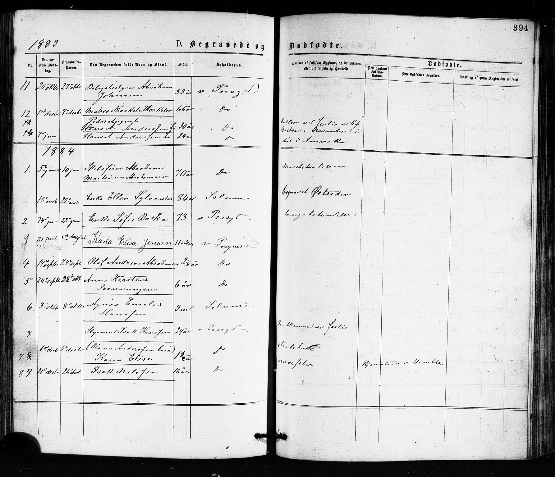 Porsgrunn kirkebøker , SAKO/A-104/G/Ga/L0003: Parish register (copy) no. I 3, 1877-1915, p. 394