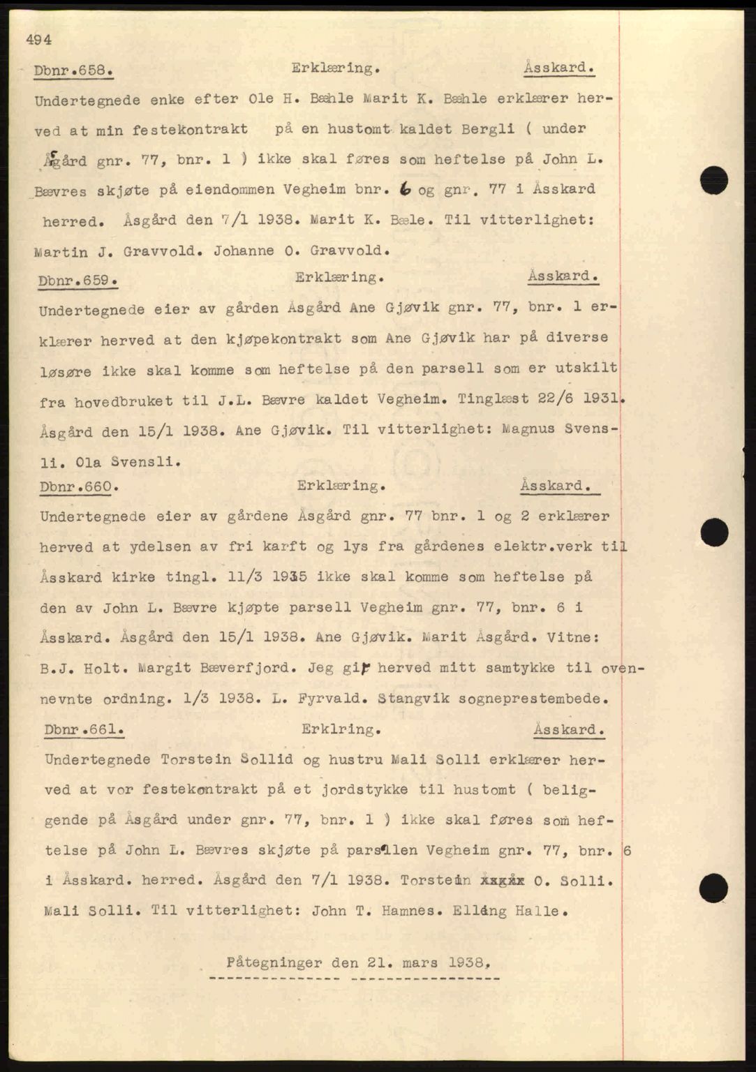 Nordmøre sorenskriveri, AV/SAT-A-4132/1/2/2Ca: Mortgage book no. C80, 1936-1939, Diary no: : 658/1938