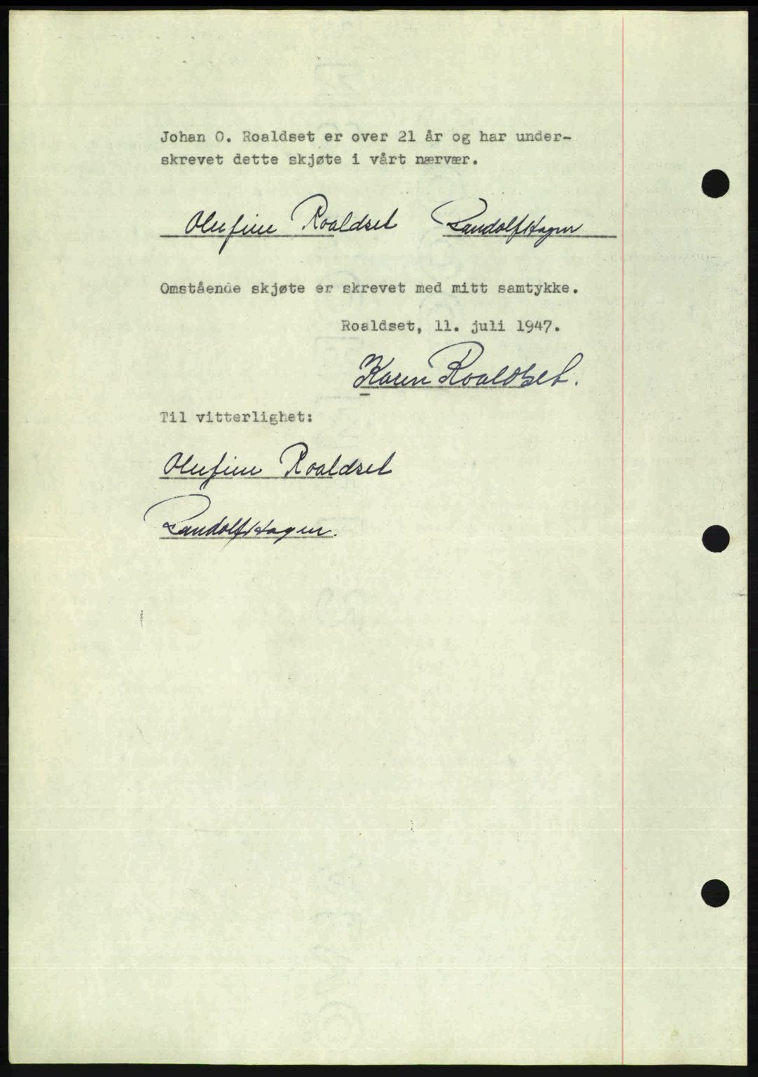 Romsdal sorenskriveri, AV/SAT-A-4149/1/2/2C: Mortgage book no. A23, 1947-1947, Diary no: : 1769/1947