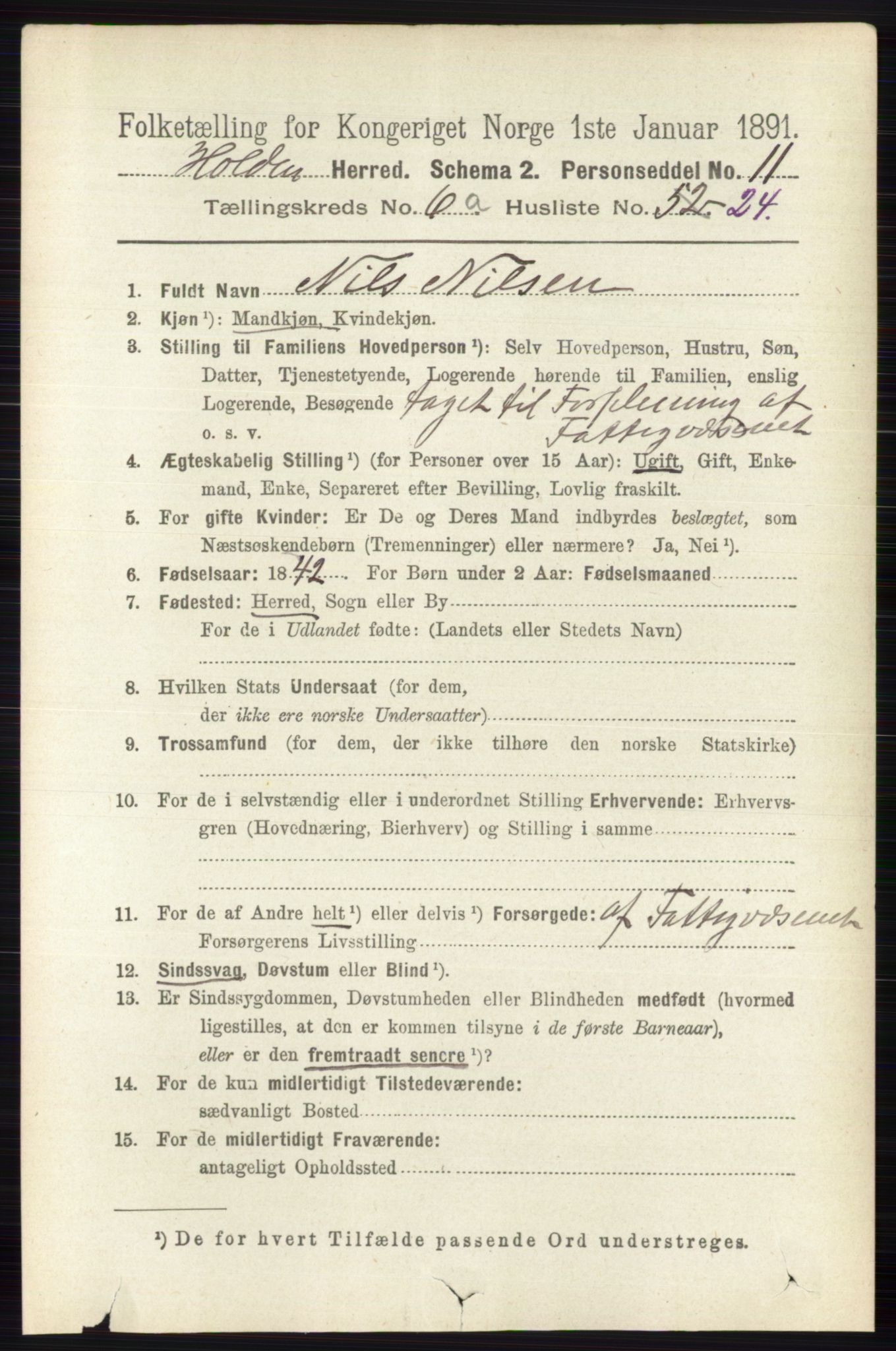 RA, 1891 census for 0819 Holla, 1891, p. 3011