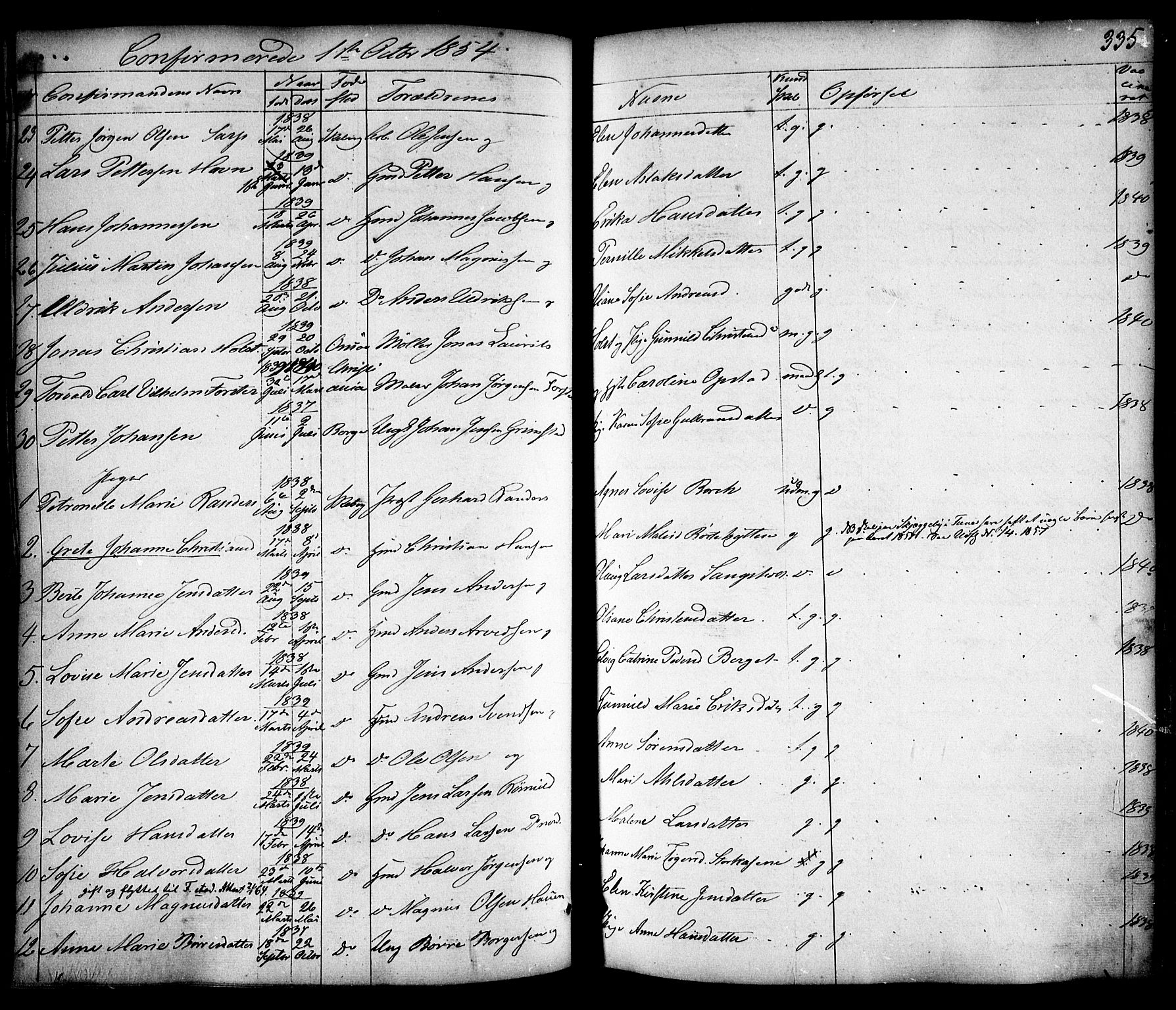 Skjeberg prestekontor Kirkebøker, AV/SAO-A-10923/F/Fa/L0006: Parish register (official) no. I 6, 1846-1858, p. 335