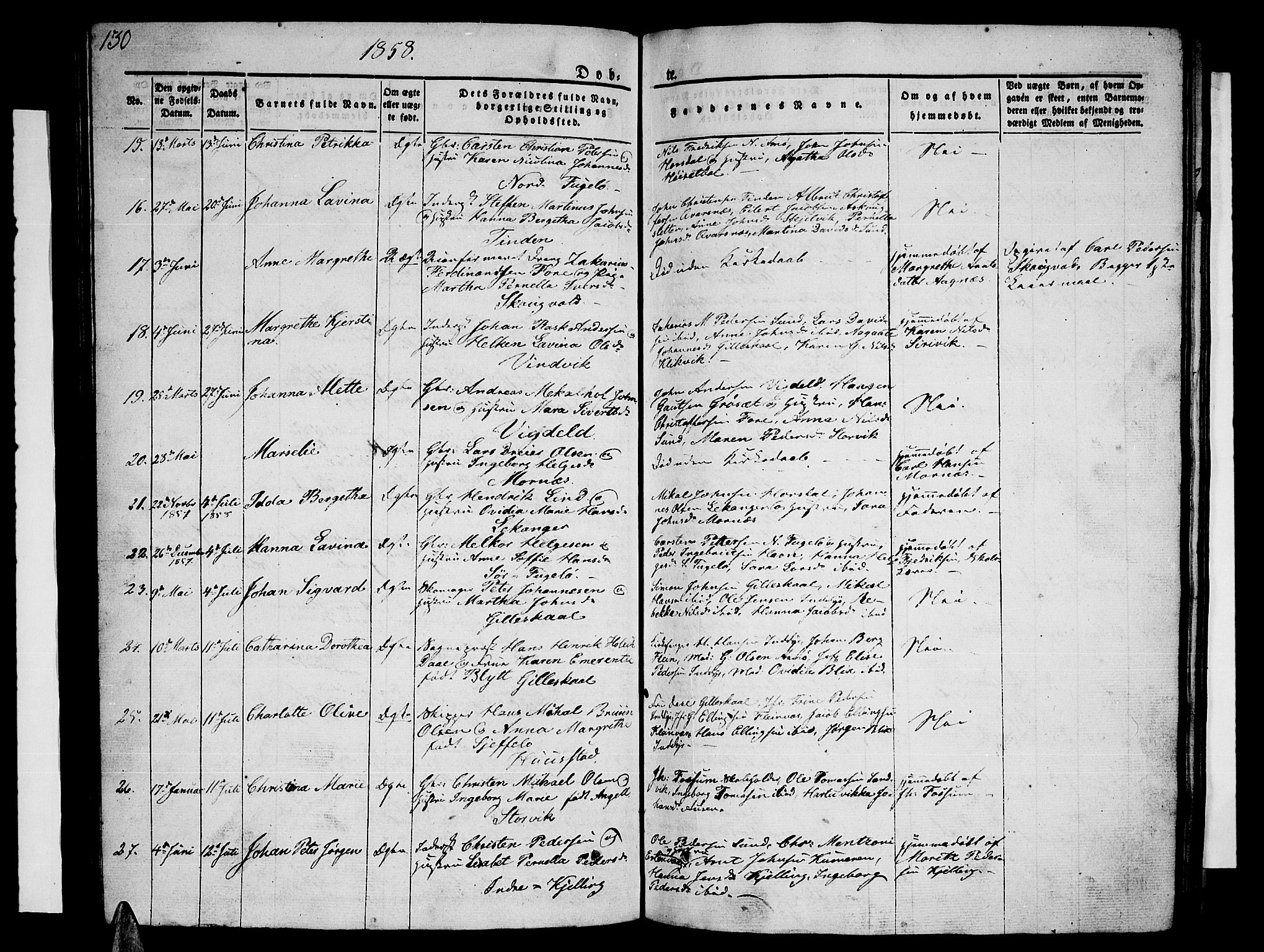 Ministerialprotokoller, klokkerbøker og fødselsregistre - Nordland, AV/SAT-A-1459/805/L0106: Parish register (copy) no. 805C02, 1841-1861, p. 130