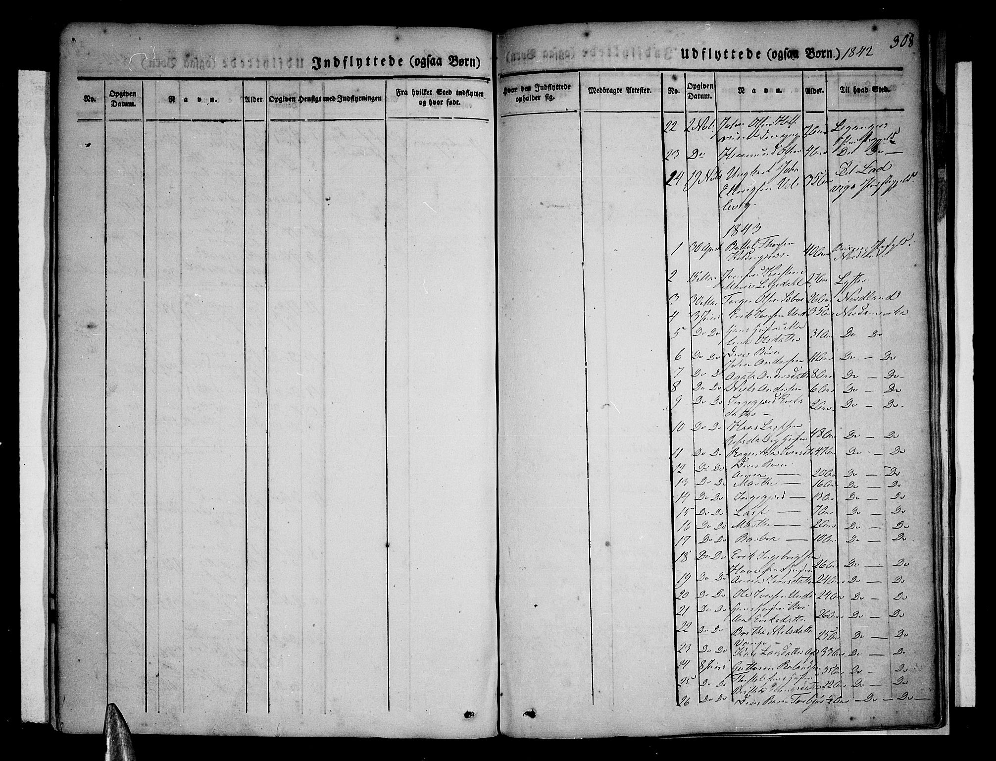 Vik sokneprestembete, AV/SAB-A-81501/H/Haa/Haaa/L0007: Parish register (official) no. A 7, 1831-1845, p. 308