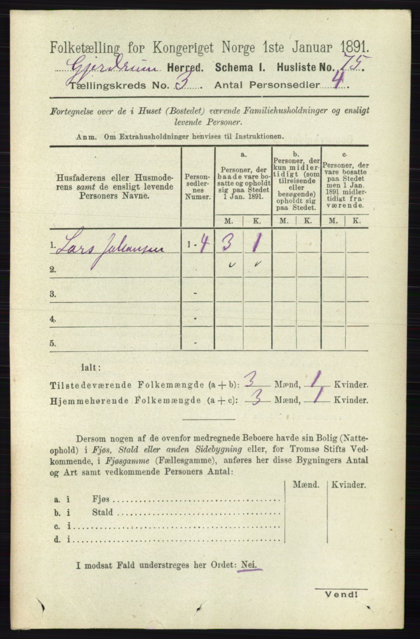 RA, 1891 census for 0234 Gjerdrum, 1891, p. 1235