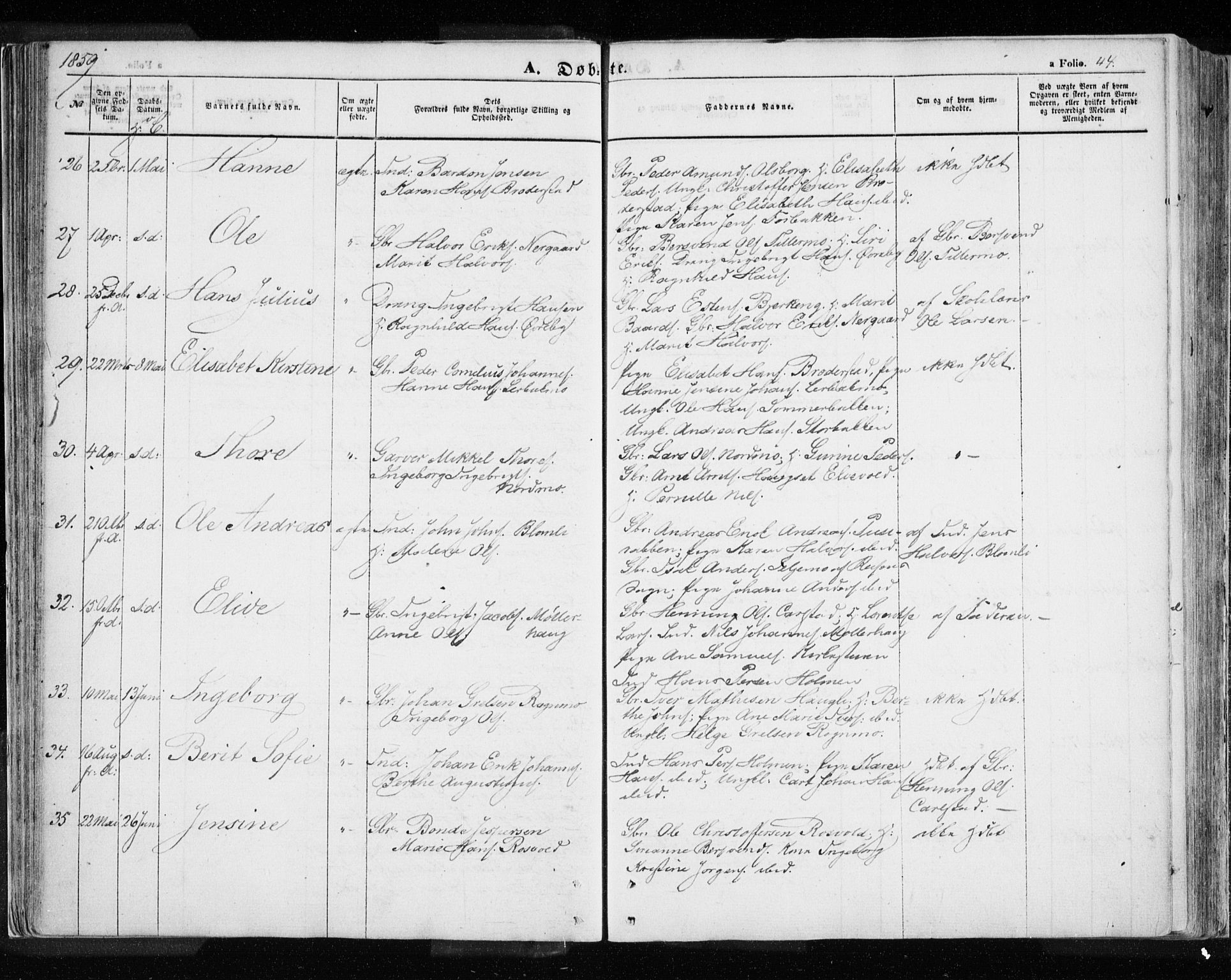 Målselv sokneprestembete, SATØ/S-1311/G/Ga/Gaa/L0003kirke: Parish register (official) no. 3, 1853-1863, p. 44