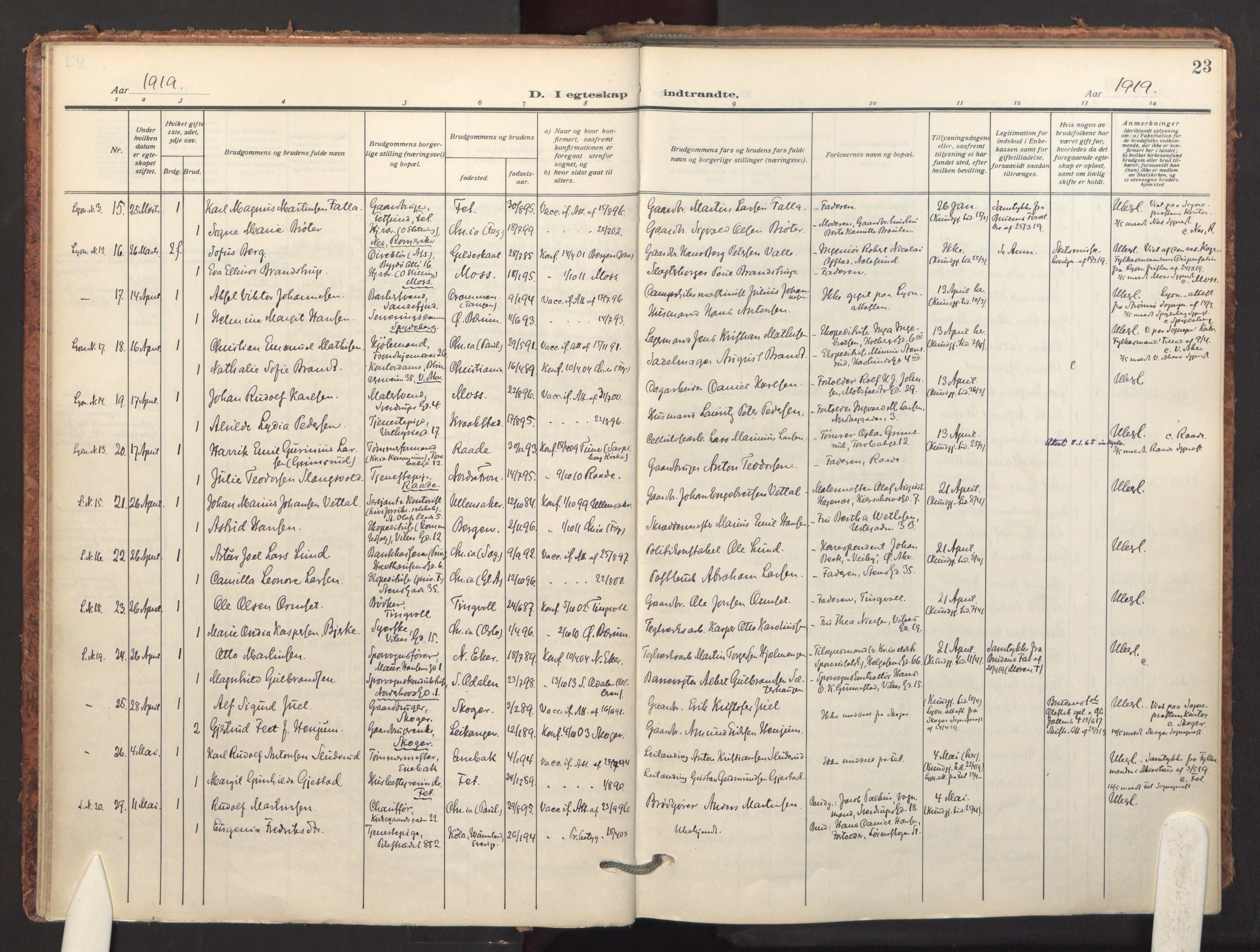 Fagerborg prestekontor Kirkebøker, AV/SAO-A-10844/F/Fa/L0007: Parish register (official) no. 7, 1917-1934, p. 23