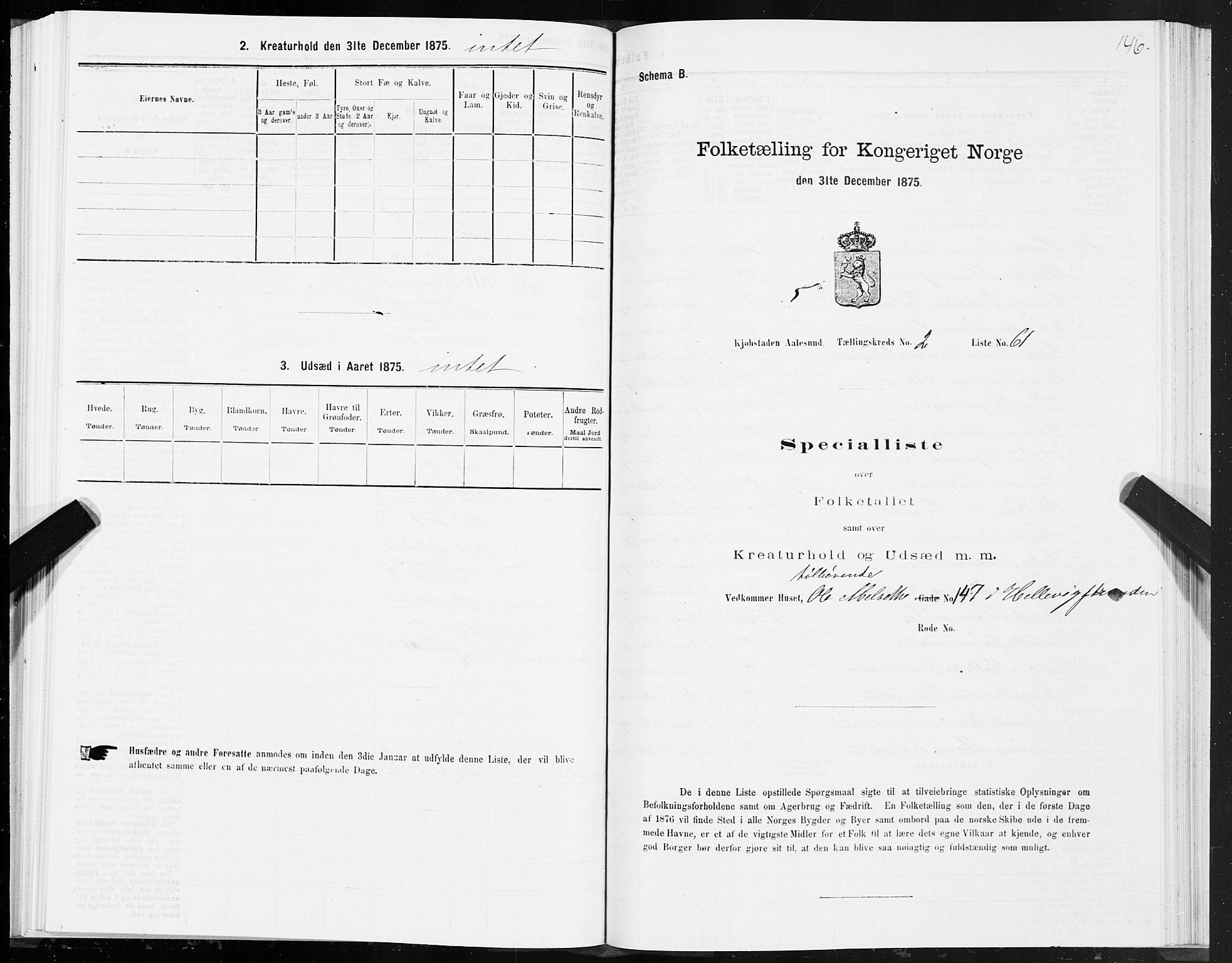 SAT, 1875 census for 1501P Ålesund, 1875, p. 2146