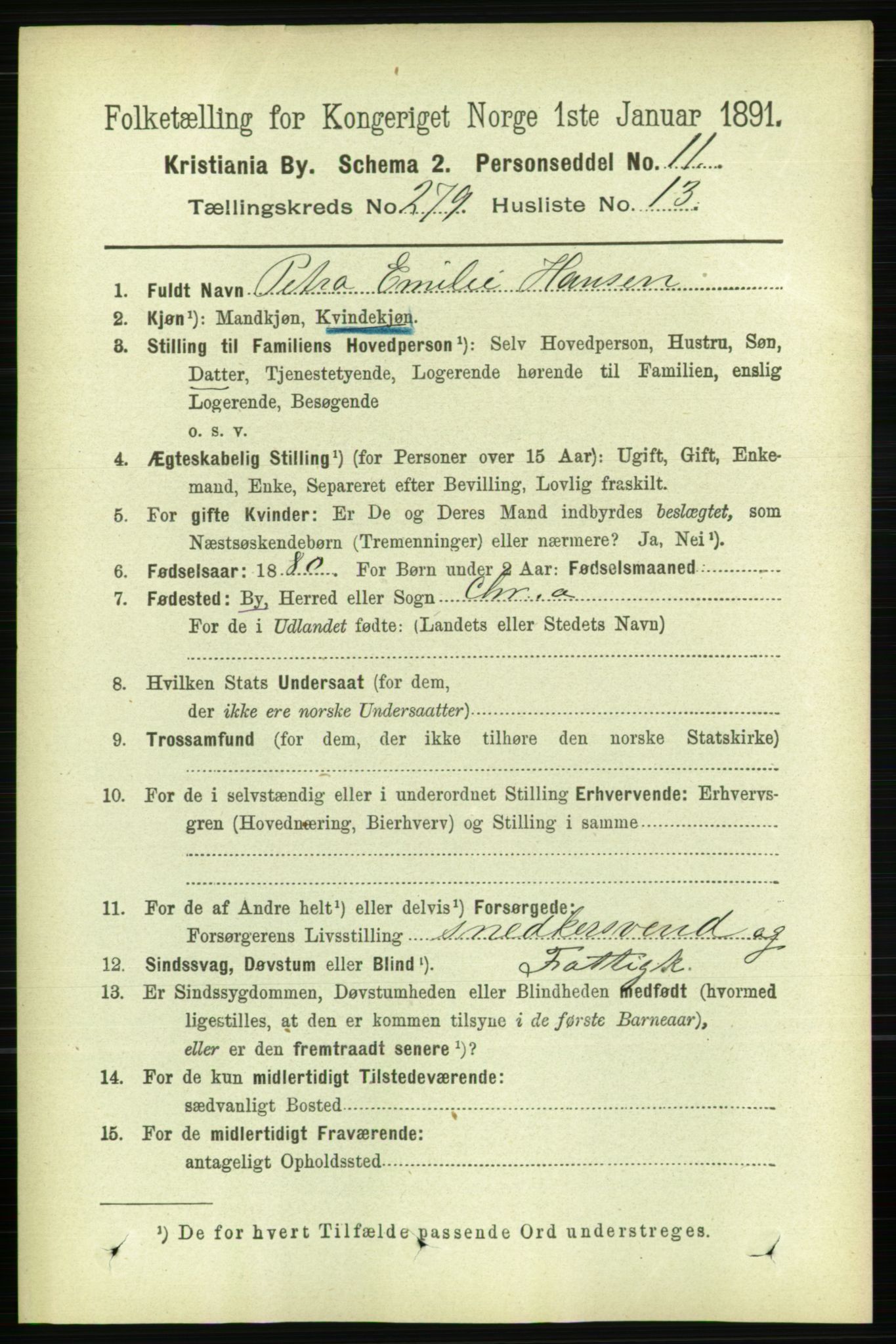 RA, 1891 census for 0301 Kristiania, 1891, p. 169628