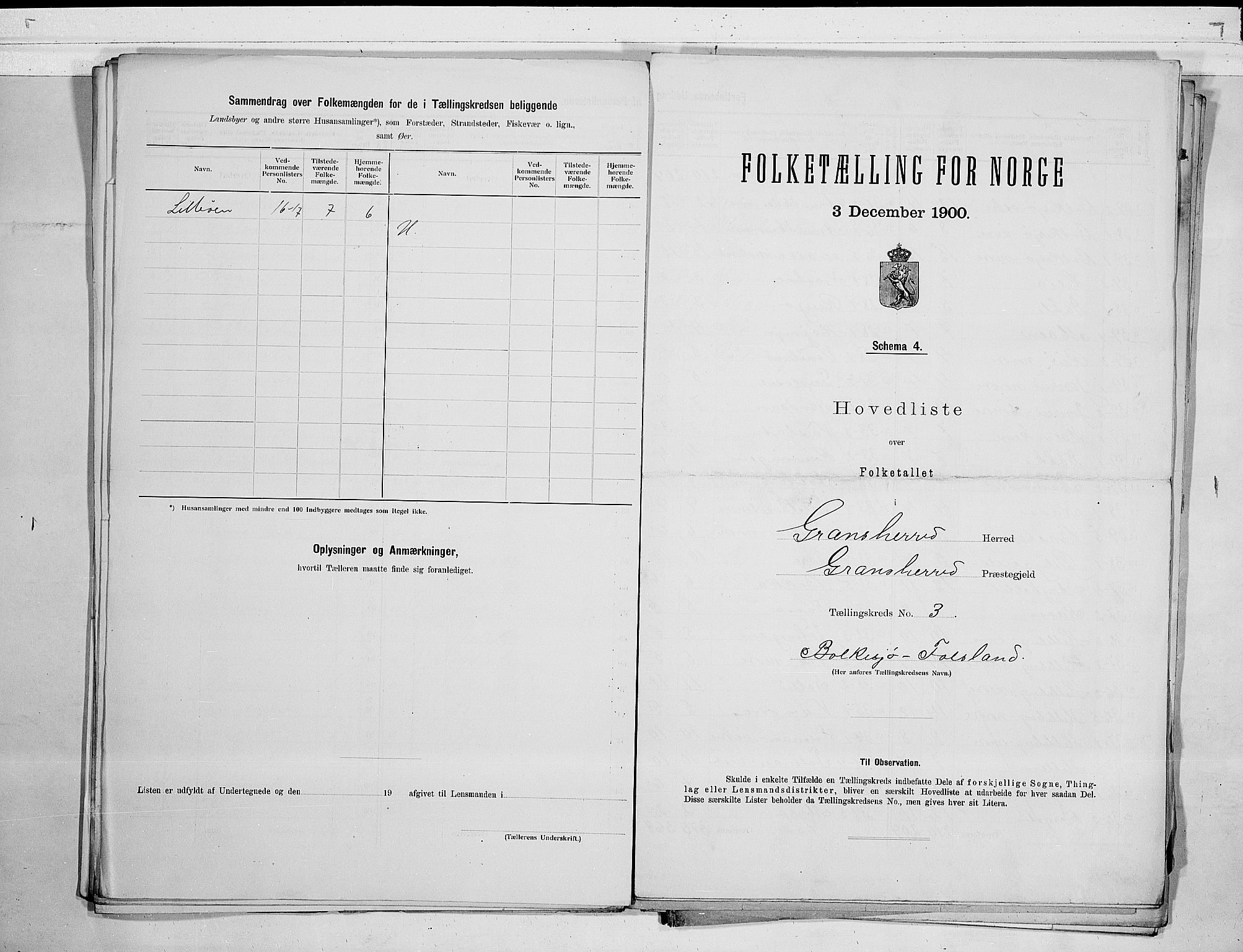 SAKO, 1900 census for Gransherad, 1900, p. 8