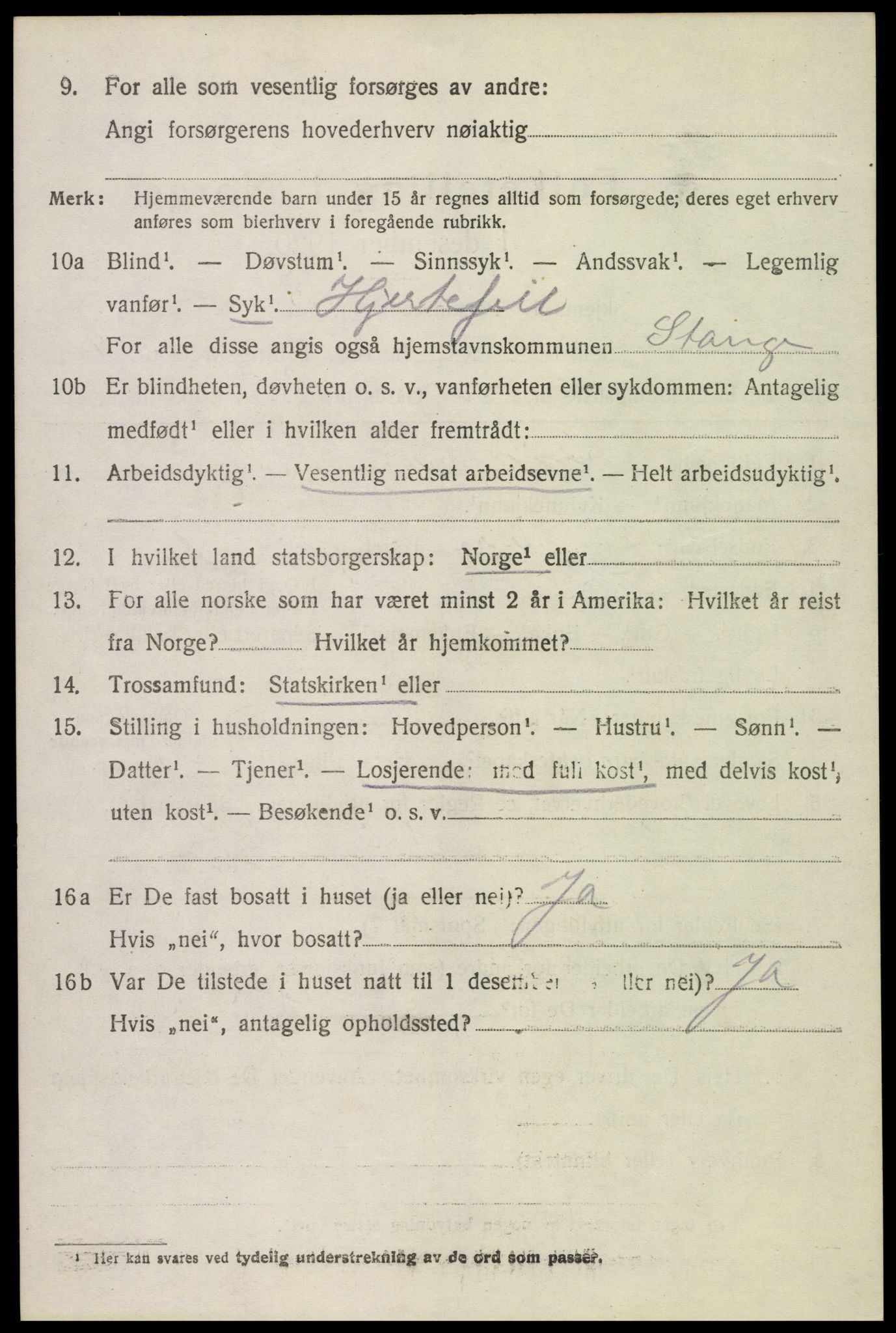 SAH, 1920 census for Stange, 1920, p. 6812