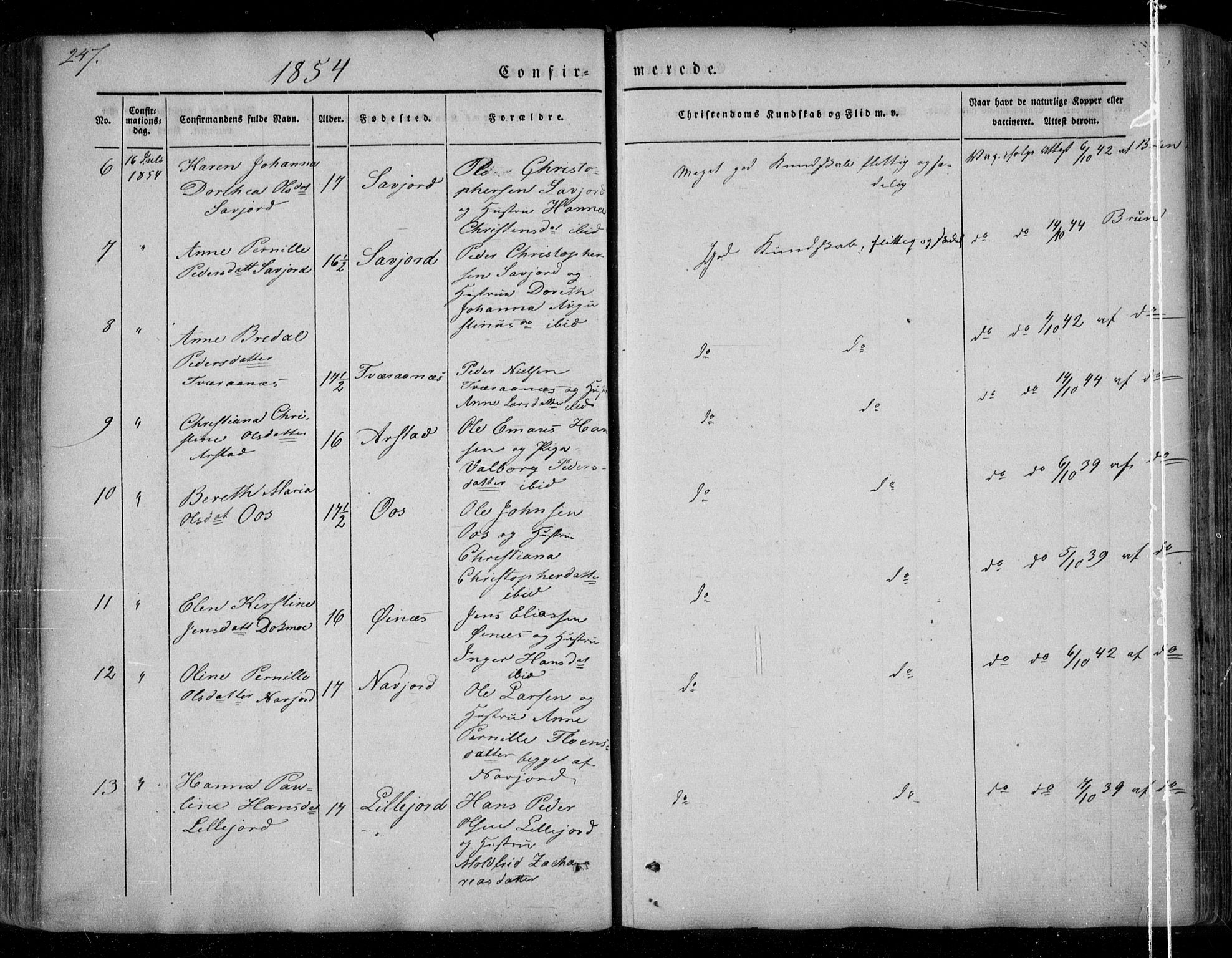 Ministerialprotokoller, klokkerbøker og fødselsregistre - Nordland, AV/SAT-A-1459/846/L0644: Parish register (official) no. 846A02, 1837-1872, p. 247