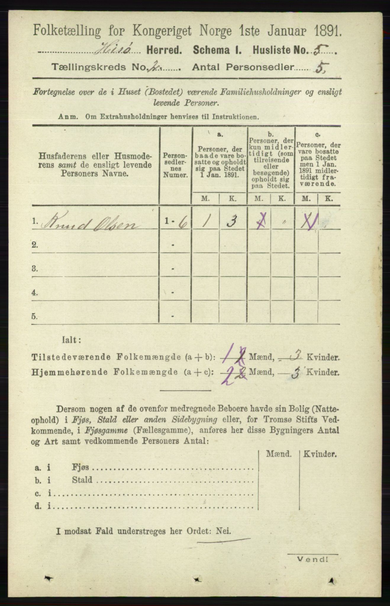 RA, 1891 census for 0922 Hisøy, 1891, p. 722