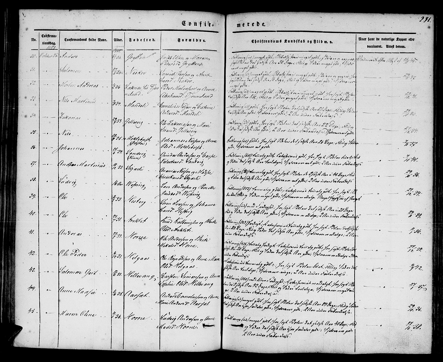 Førde sokneprestembete, AV/SAB-A-79901/H/Haa/Haaa/L0007: Parish register (official) no. A 7, 1843-1860, p. 291