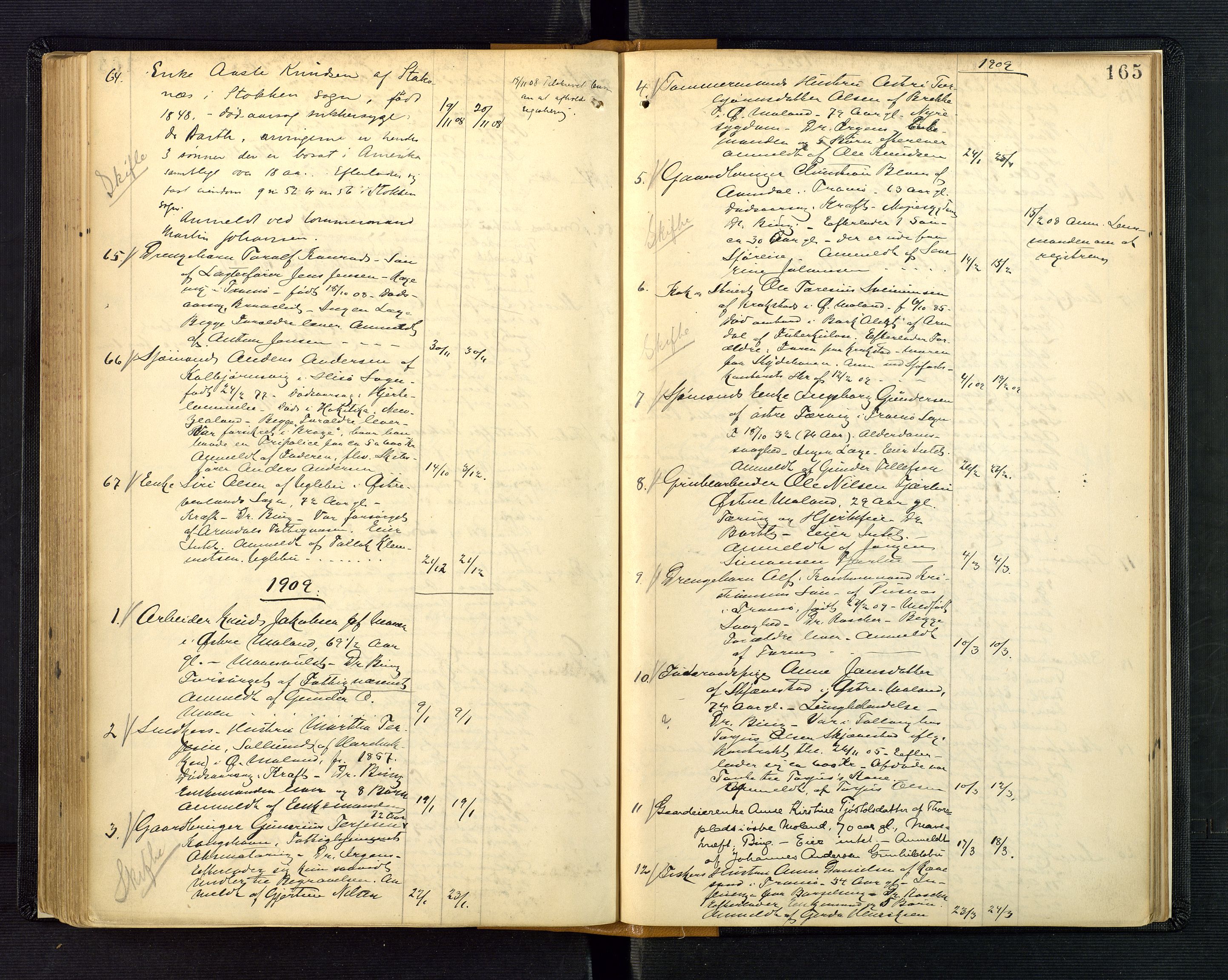 Nedenes sorenskriveri, AV/SAK-1221-0006/H/Ha/L0003: Dødsfallsprotokoll nr 3, 1890-1914, p. 165